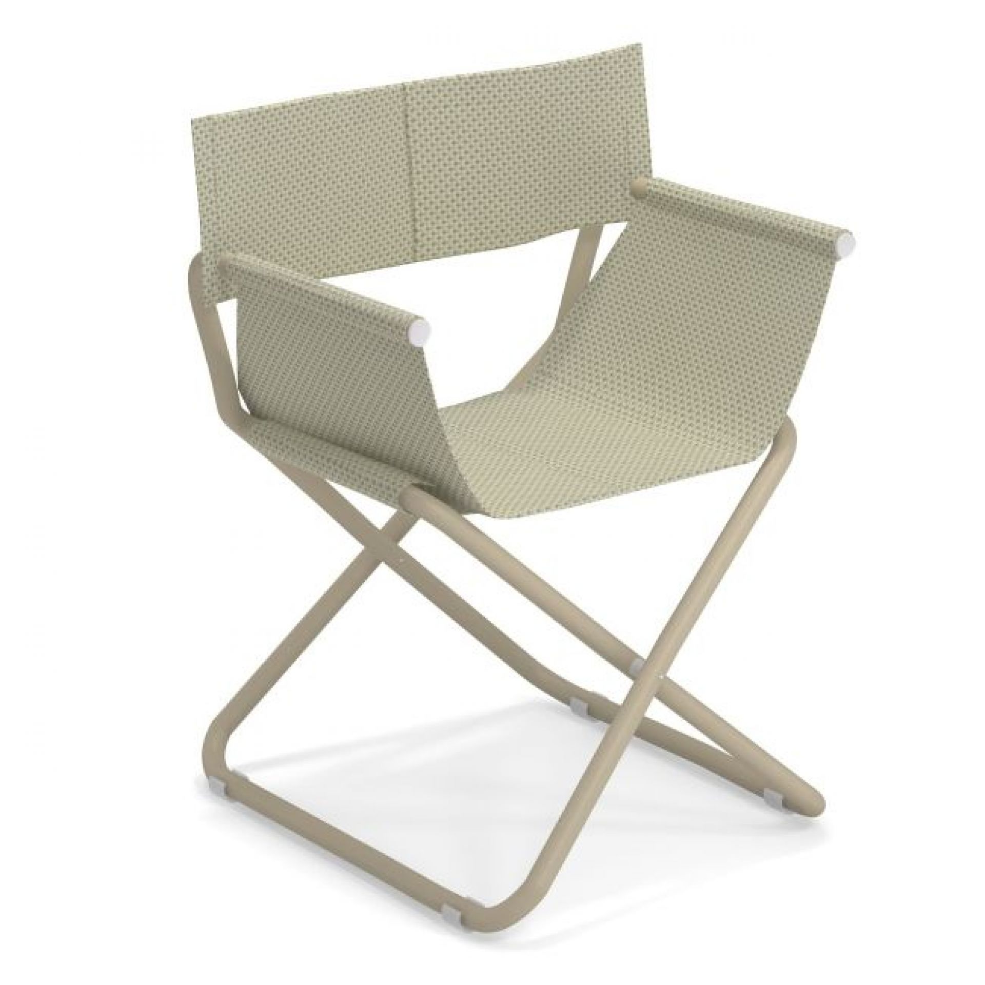 Snooze Regiestuhl Emu in Taupe-Beige: Klappbarer Gartenstuhl mit Stoffbezug und Metallgestell für den Außenbereich.