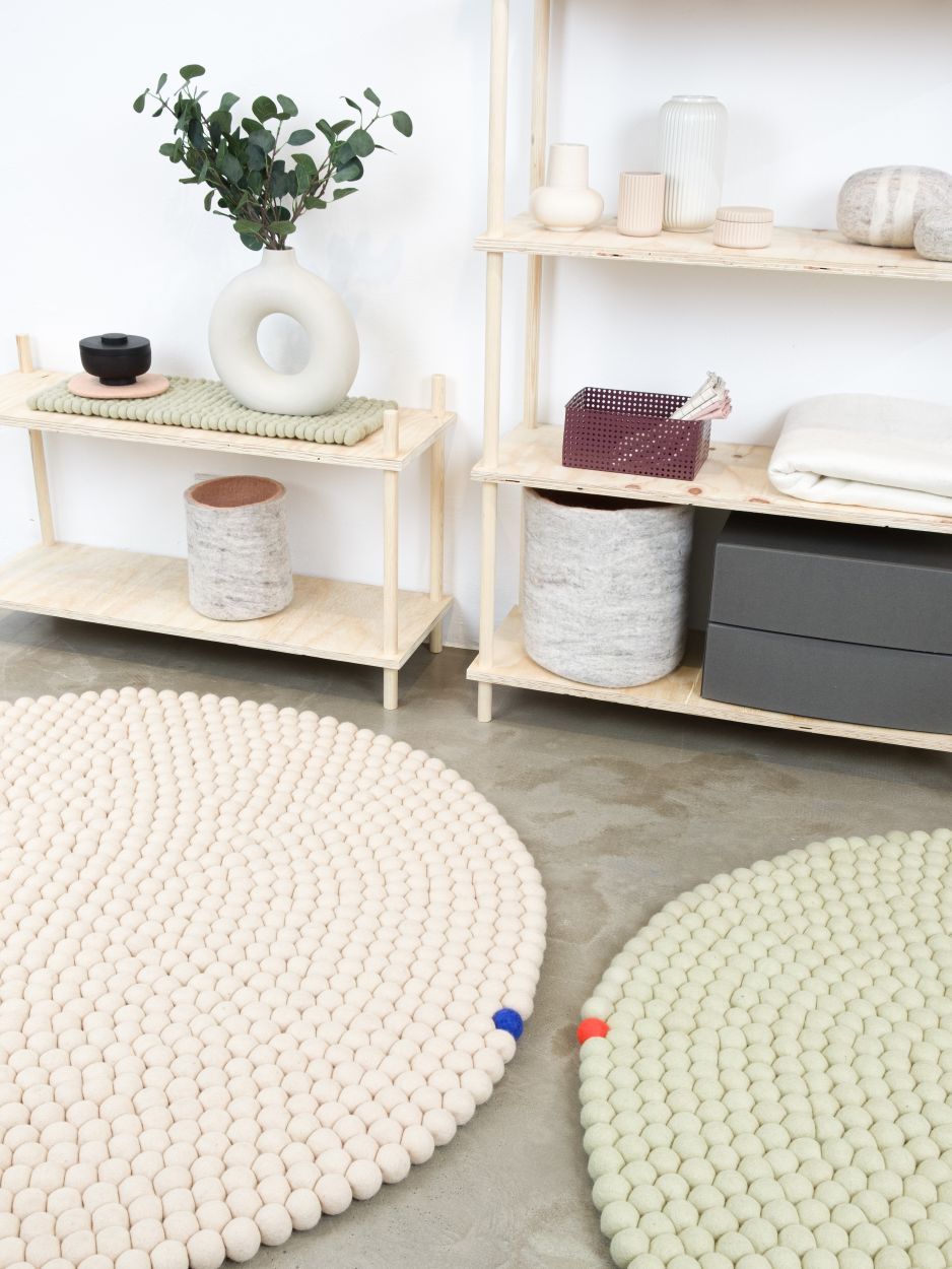 Big One Rund Filzteppich Ø 200 cm myfelt Grünbeige