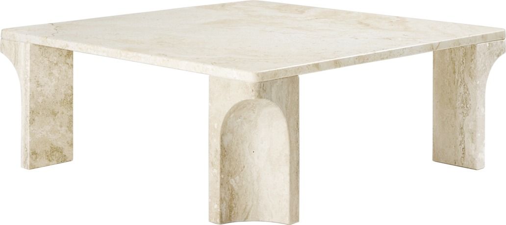 Doric Couchtisch Quadratisch Weißer Travertin Gubi