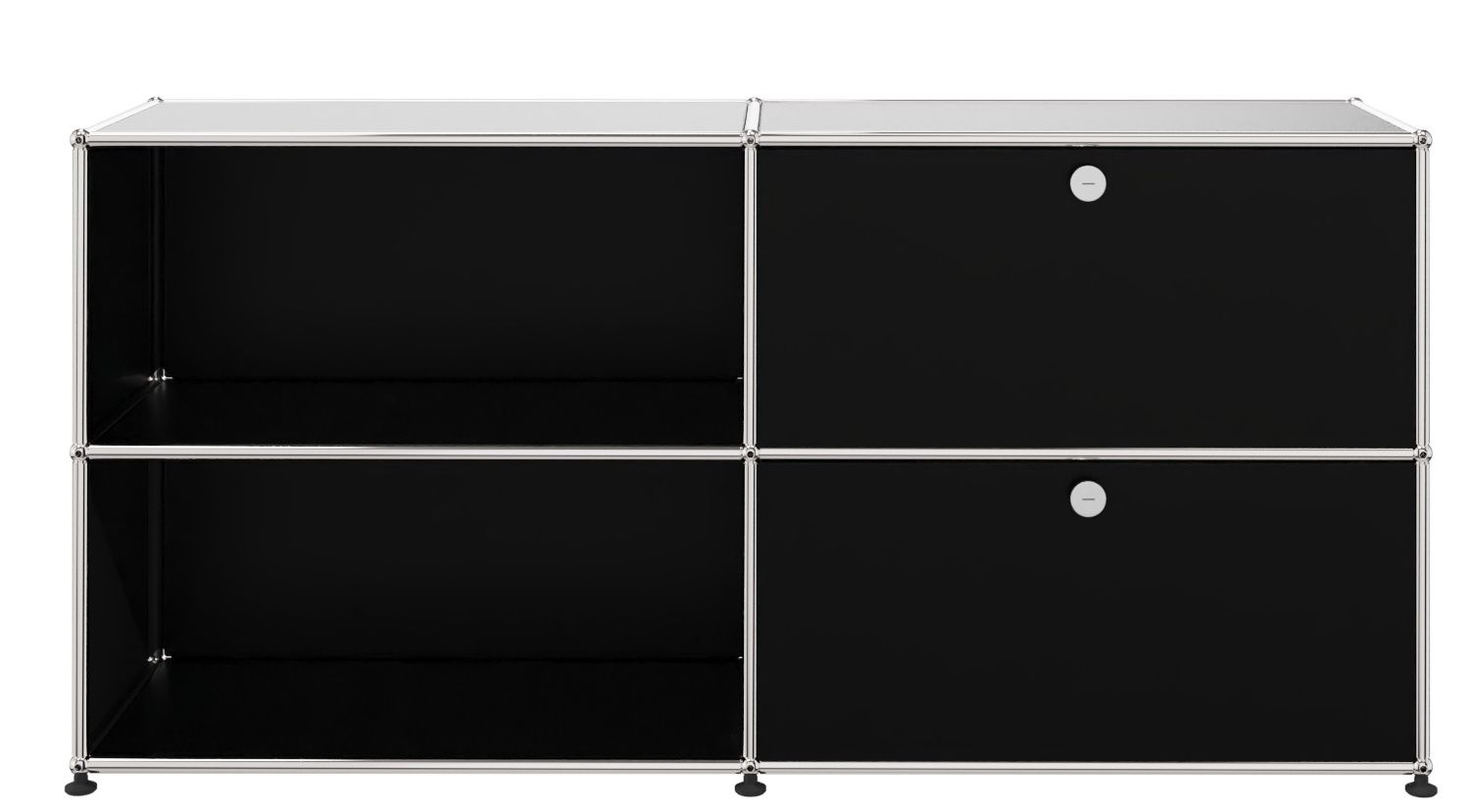 USM Haller Sideboard 2 Offen / 2 Klappen Rechts Graphitschwarz - FAST DELIVERY