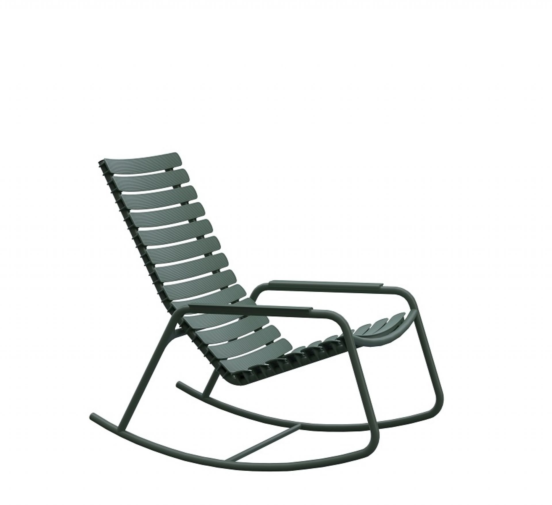 ReClips Outdoor Rocking Chair Schaukelstuhl Houe Aluminium Armlehnen Olivengrün