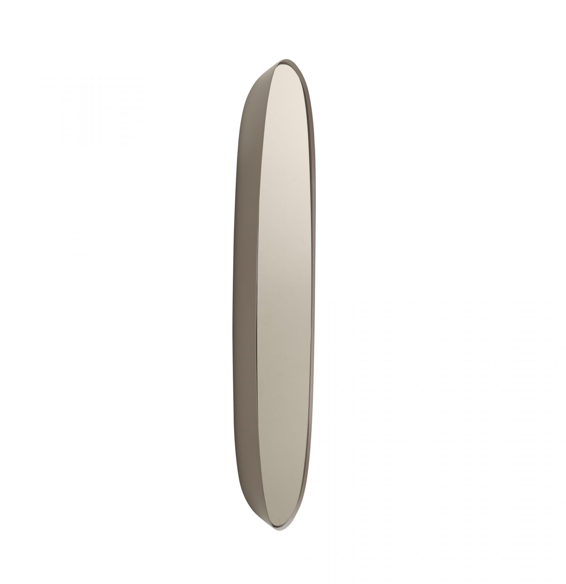 Kleiner, ovaler Wandspiegel in Taupe von Muuto. Moderner Design Spiegel für Flur, Bad oder Wohnzimmer.