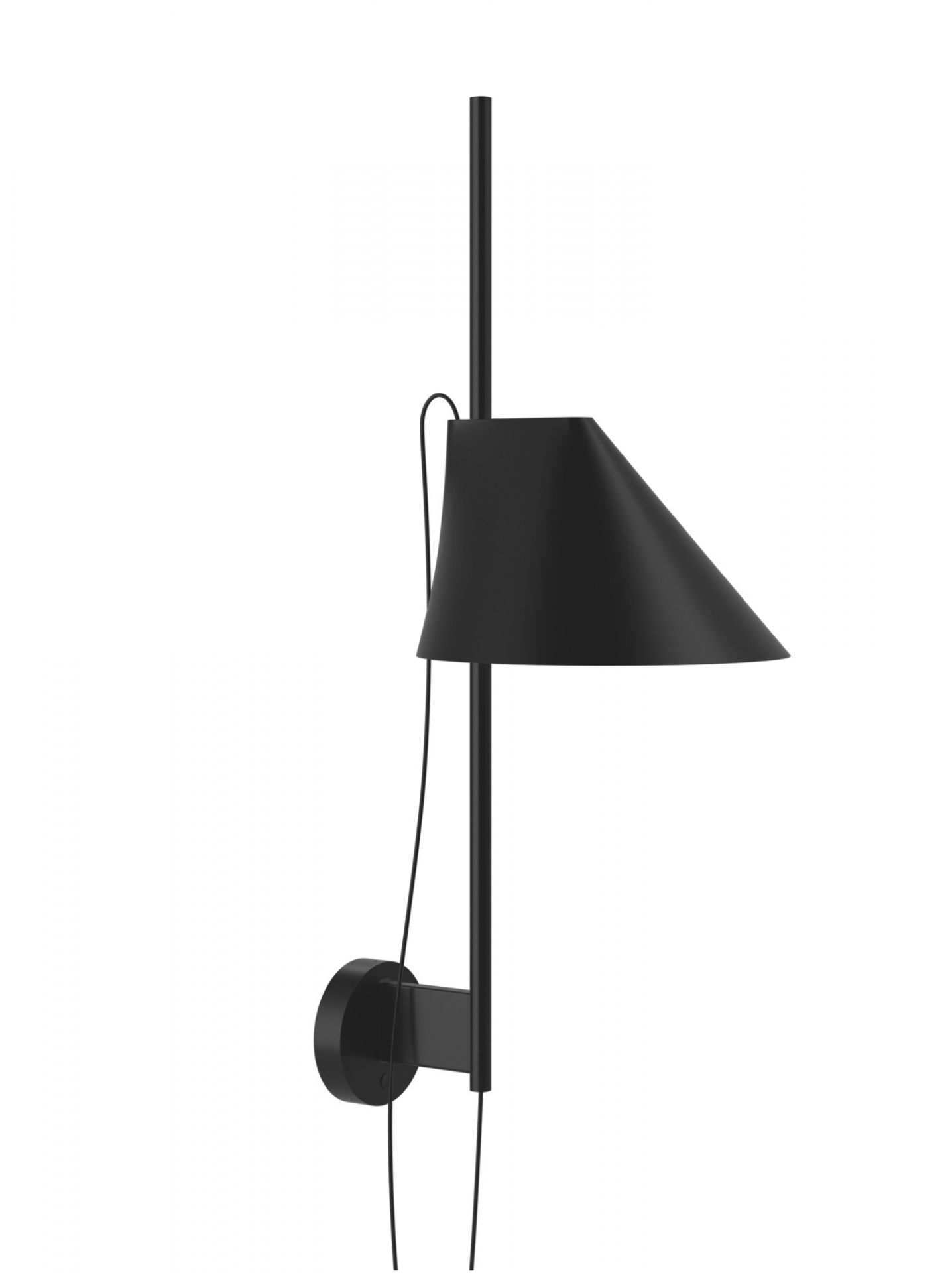 Schwarze Yuh LED Wandlampe von Louis Poulsen, modernes Design mit verstellbarem Schirm für indirekte Beleuchtung.