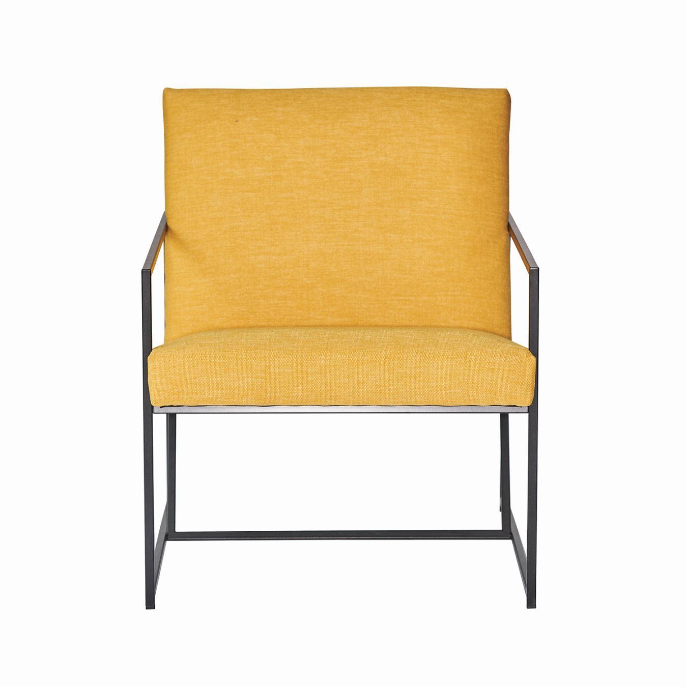 Gelber Jan Kurtz Sessel mit schwarzem Metallgestell, moderner Polstersessel für Wohnzimmer und Büro.