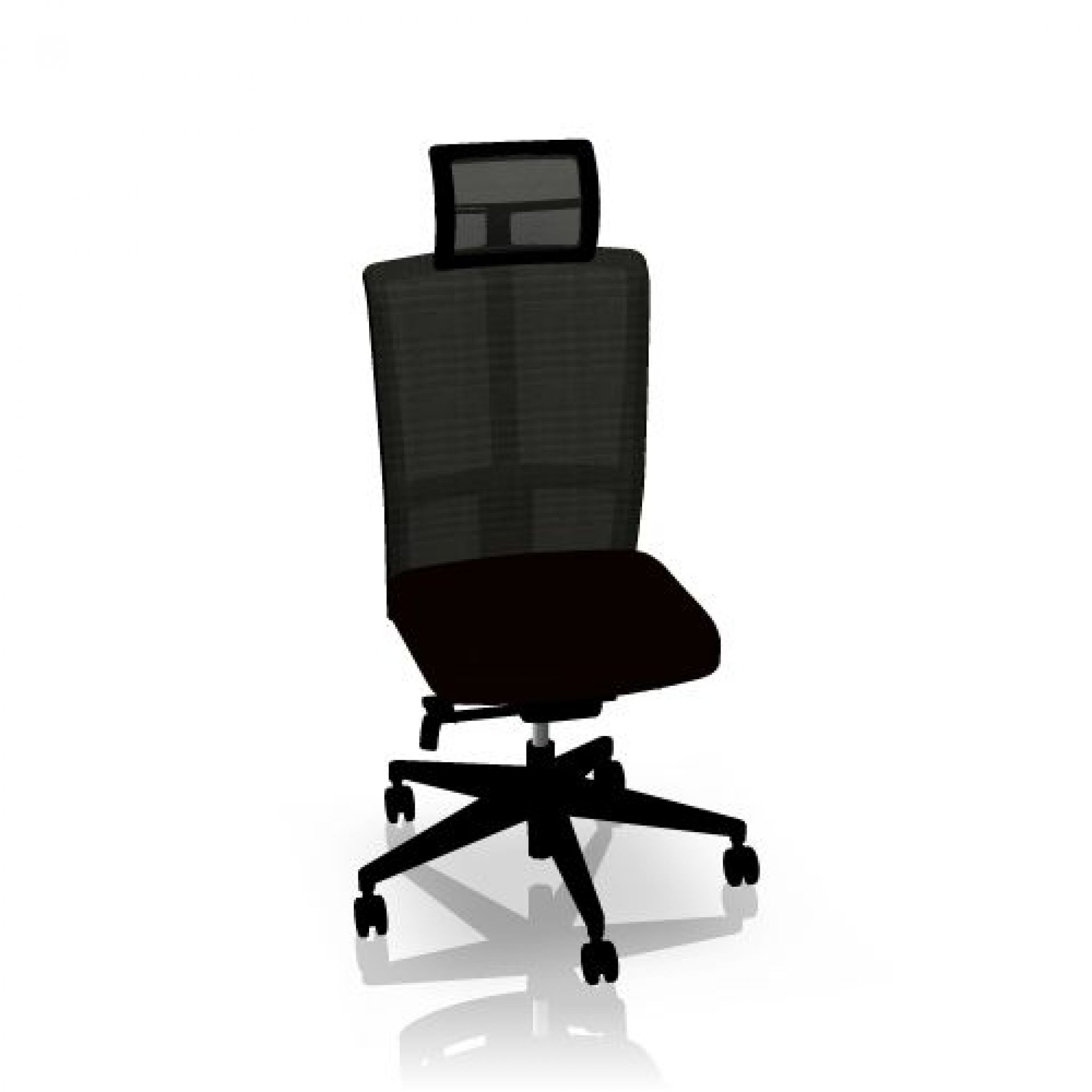 Schwarzer Goal-Air Drehstuhl von Interstuhl mit Netzrücken und Kopfstütze, ergonomischer Bürostuhl.