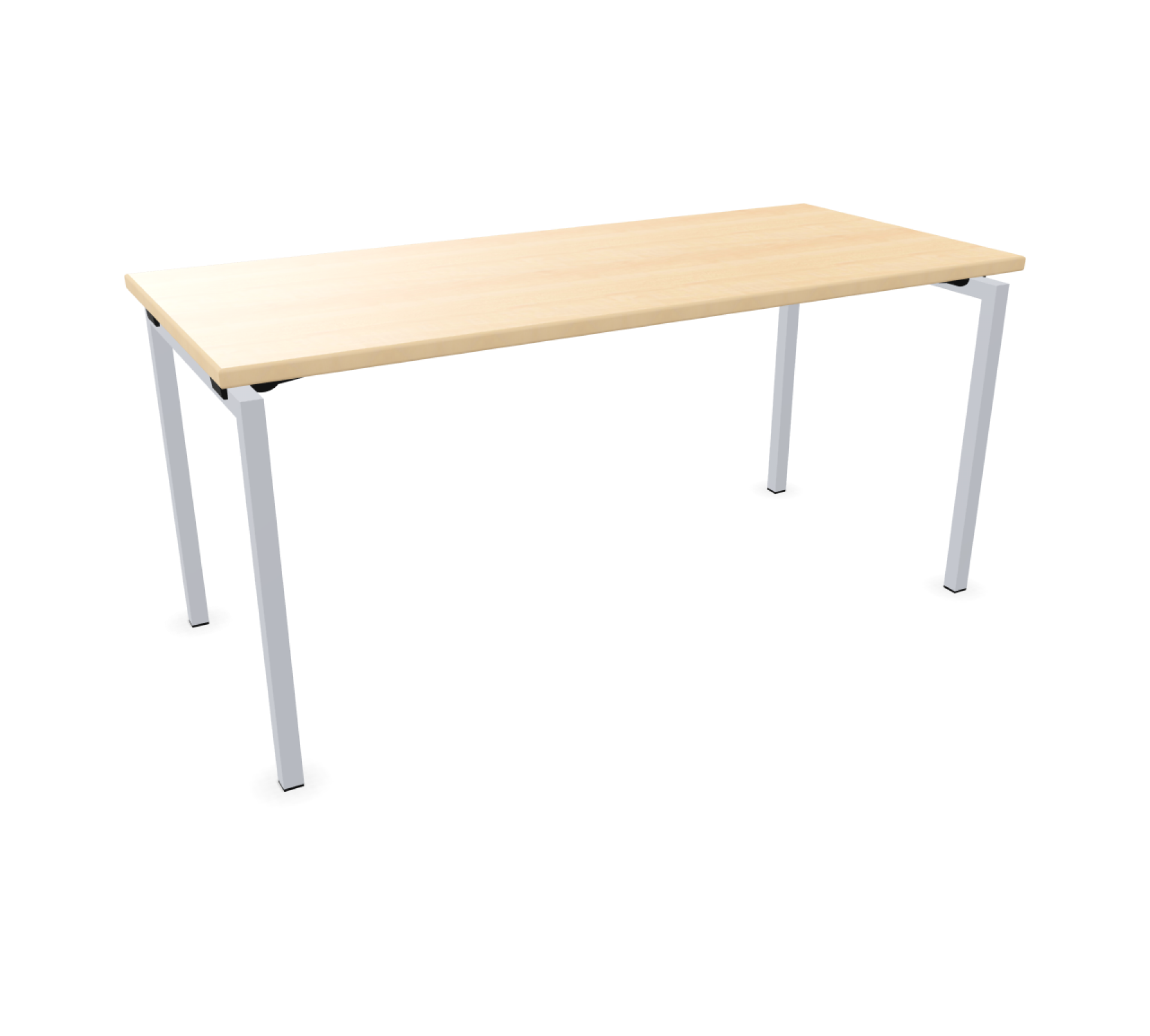 Brunner Klapptisch "Trust" mit rechteckiger, heller Tischplatte und silberfarbenem Quadratrohr-Gestell. Ideal für Konferenzräume.