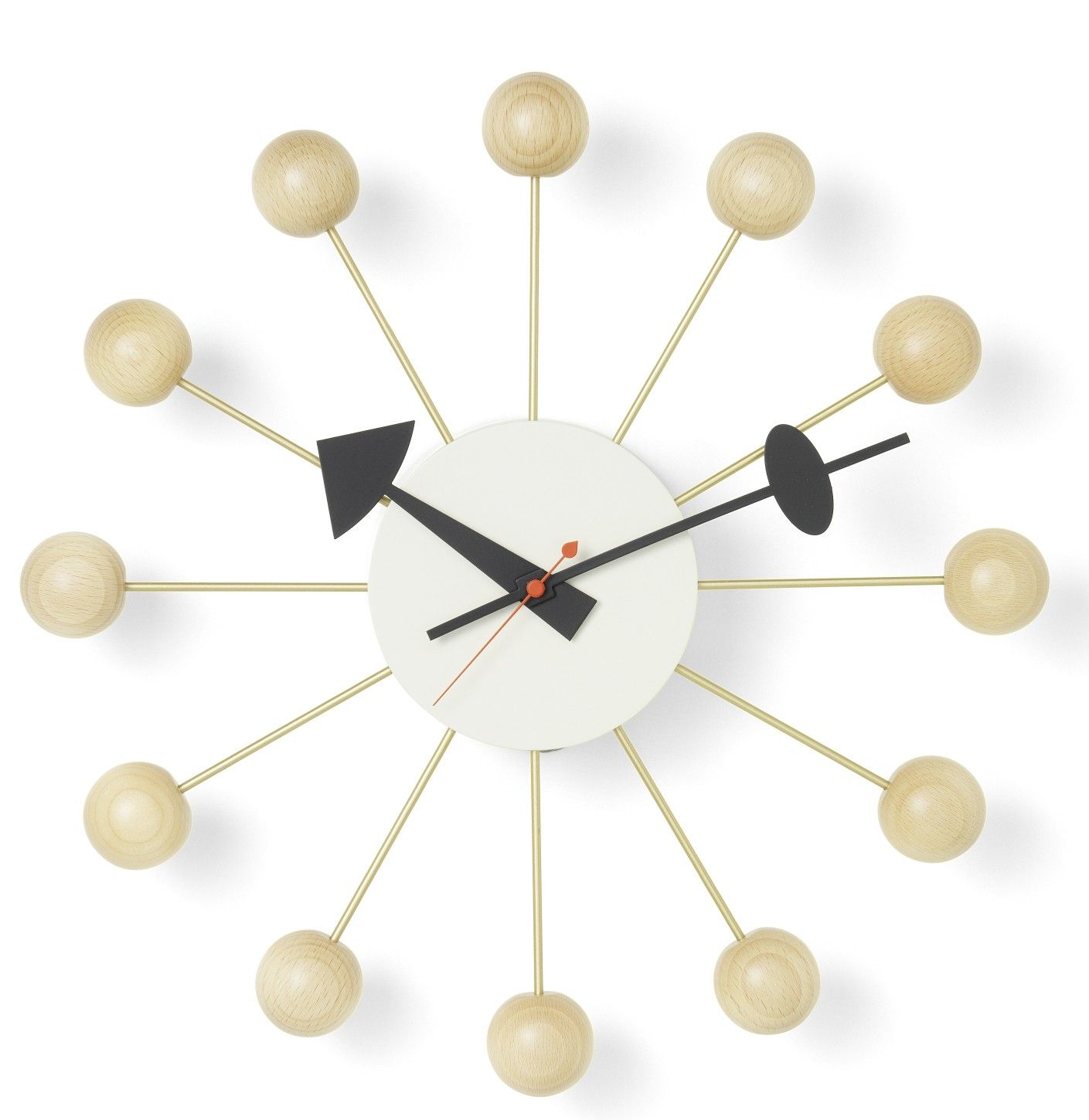 Ball Clock Wanduhr Buche natur Vitra