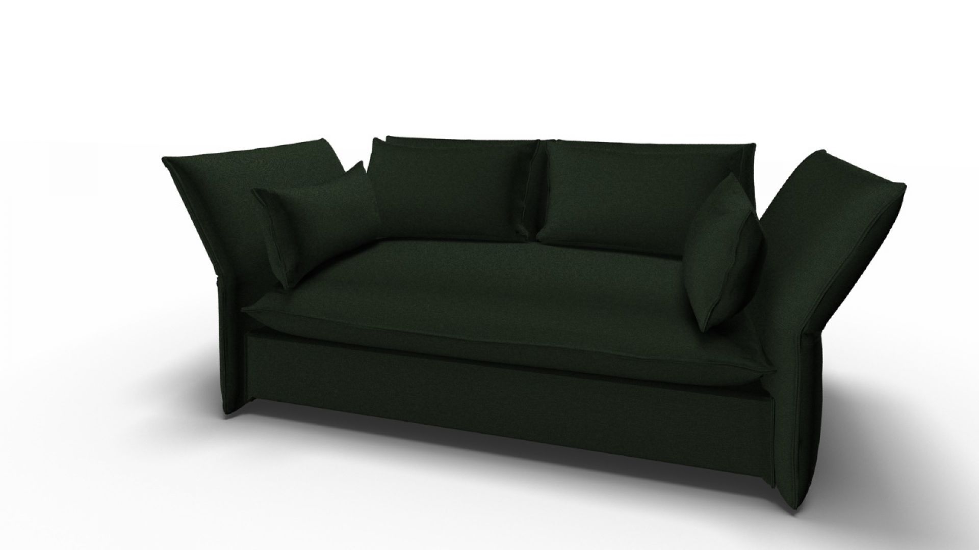 Dunkelgrünes Mariposa Sofa, ein 2-Sitzer von Vitra mit verstellbaren Armlehnen und weichen Kissen.