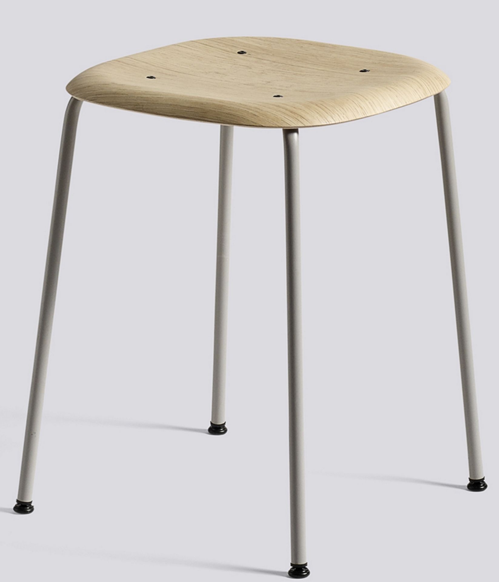 Hay Soft Edge Hocker 70, graue Metallbeine, Sitzfläche Eiche matt lackiert. Moderner Barhocker.