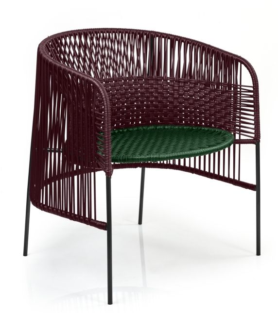 Caribe Chic Lounge Chair Loungesessel Outdoor ames Schwarzrot / Moosgrün / Schwarz