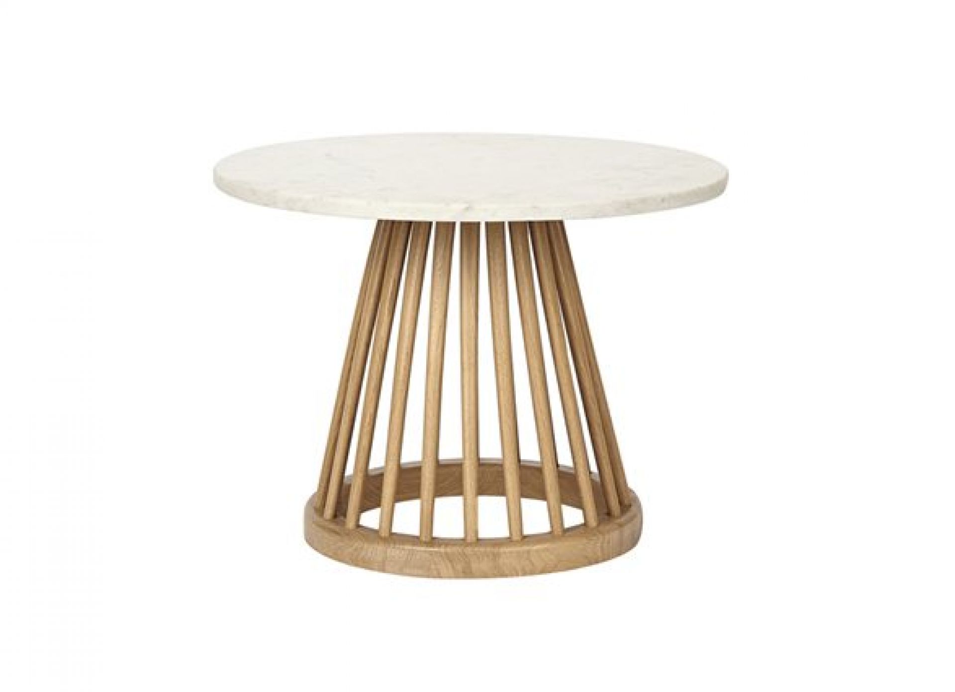 Fan Tisch 600 Gestell Eiche / Tischplatte weißer Marmor Tom Dixon