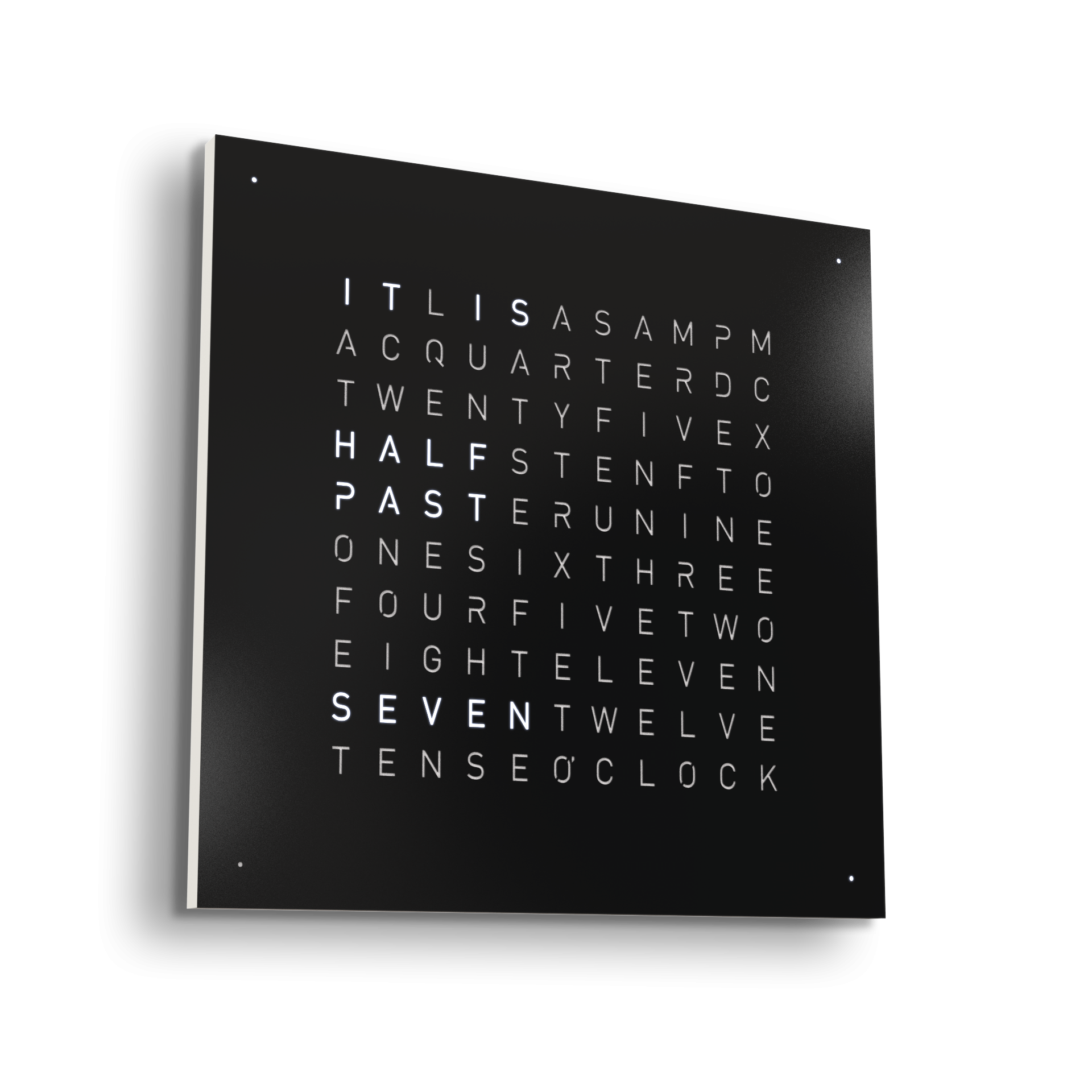 Earth 45 Steel Series Wanduhr / Zeitobjekt Englisch QLOCKTWO