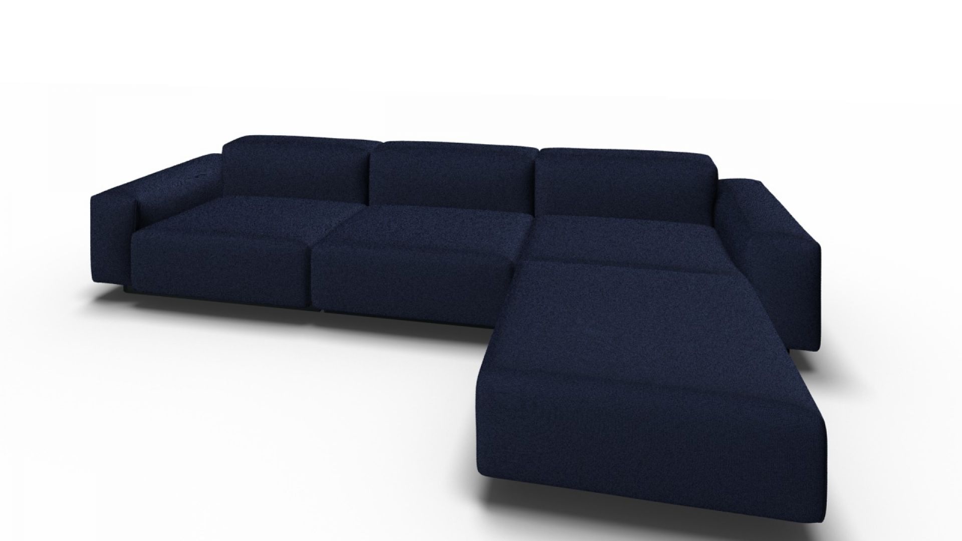 Soft Modular Sofa 3-Sitzer mit Chaise Longue Laser dunkelblau Vitra