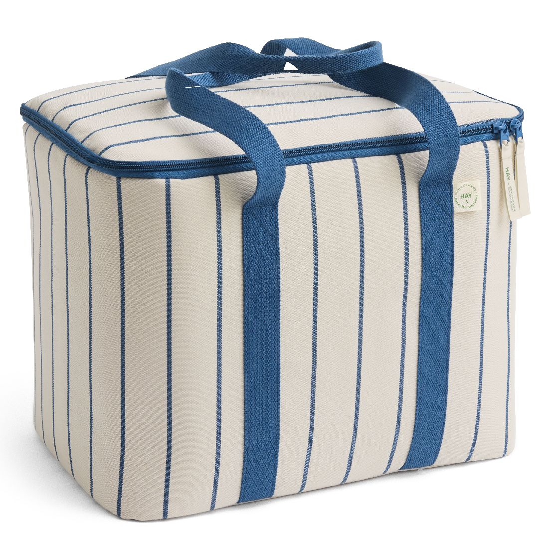 Outdoor Market Cooler Bag Kühltasche Beige mit blauen Streifen Hay
