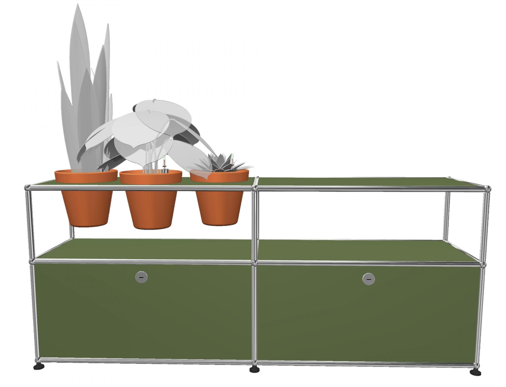 Pflanzenwelten Sideboard Konfiguration 1 USM Haller Olivgrün
