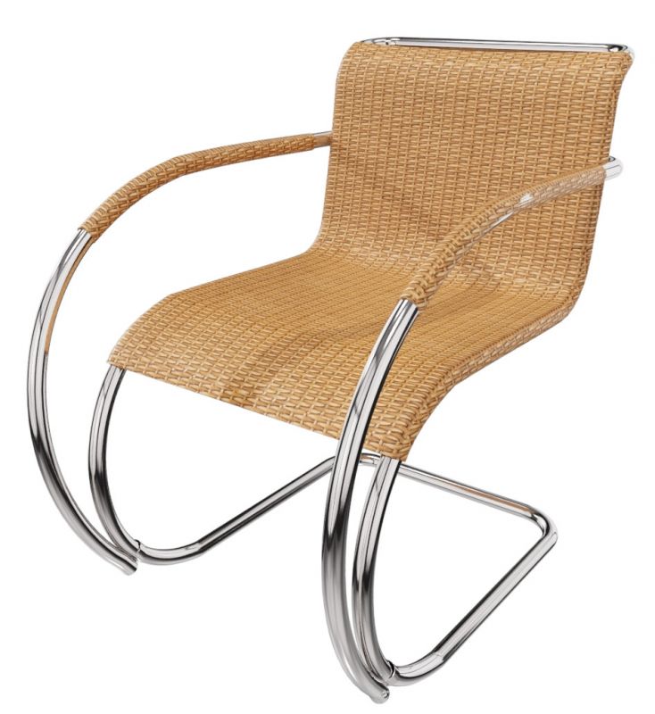 MR Stuhl mit Armlehnen Rattan Knoll International