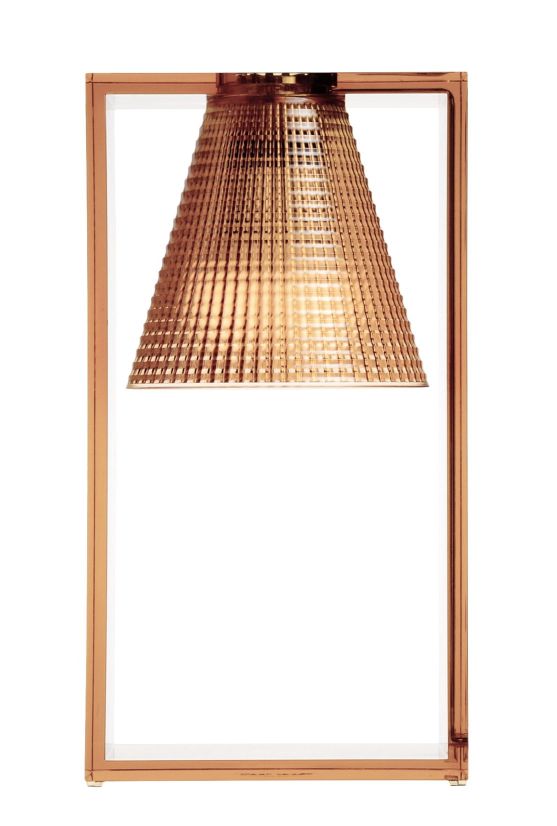 Light-Air Tischlampe in durchsichtigem Rosa von Kartell: Moderne Tischleuchte mit rechteckigem Rahmen.
