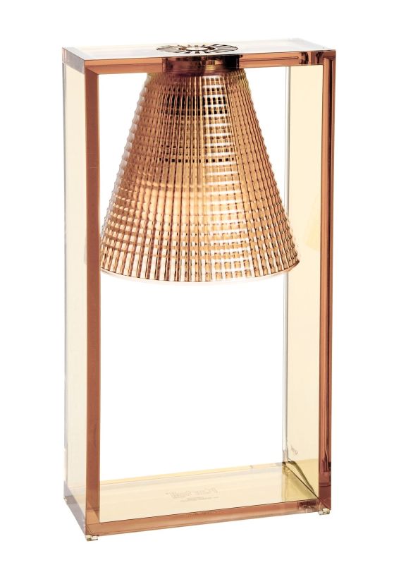 Light-Air Tischleuchte von Kartell in durchsichtigem Rosa, moderne Designerlampe für Wohnzimmer und Schlafzimmer.