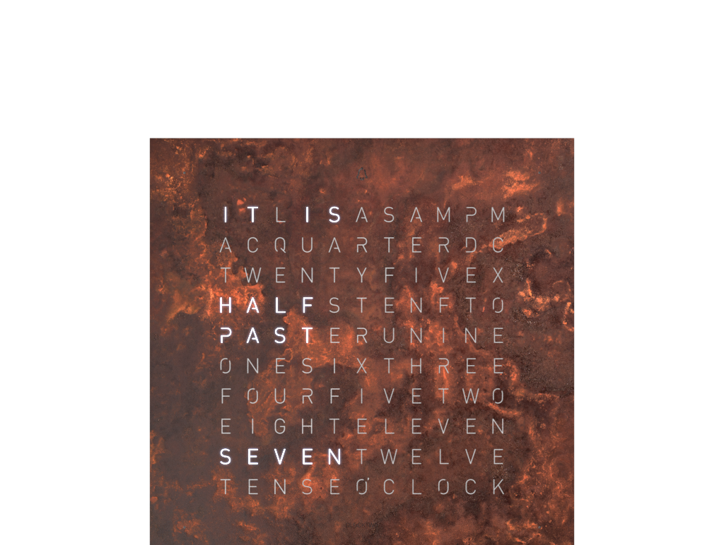 Frontcover für Earth 13.5 Tischuhr / Zeitobjekt Englisch QLOCKTWO