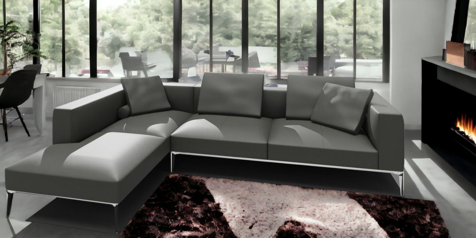Jaan Living 3 Sitzer Sofa mit 2 Rückenkissen, 2 Komfortkissen & 2 Komfortrollen Kombi Q21 Walter Knoll Stoff Garbo Moonlight