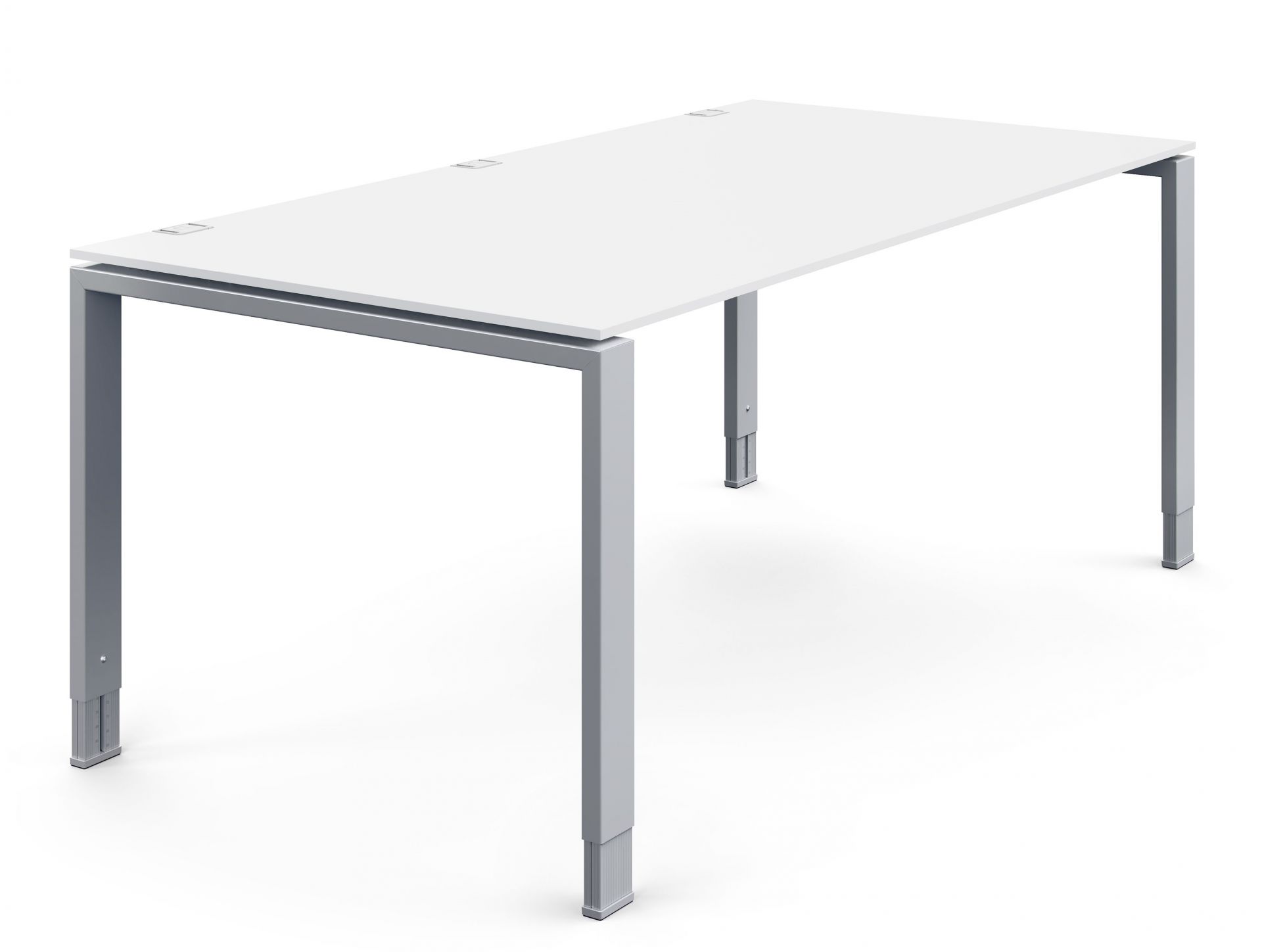 DOIT4 Schreibtisch von König+Neurath, höhenverstellbar, weiße Tischplatte, graues Gestell, ergonomischer Arbeitsplatz.