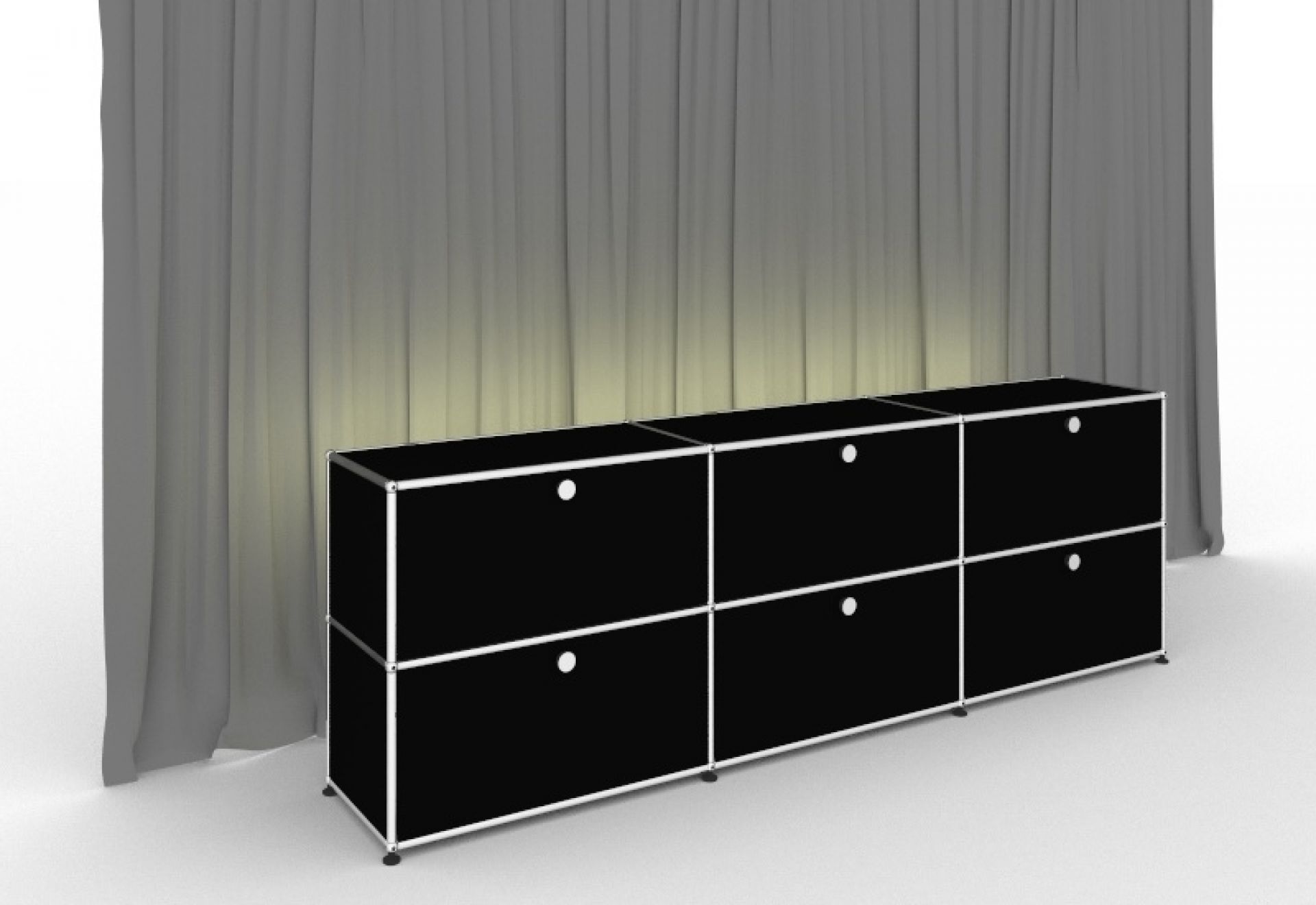 E Sideboard beleuchtet mit 6 Klapptüren graphitschwarz USM Haller