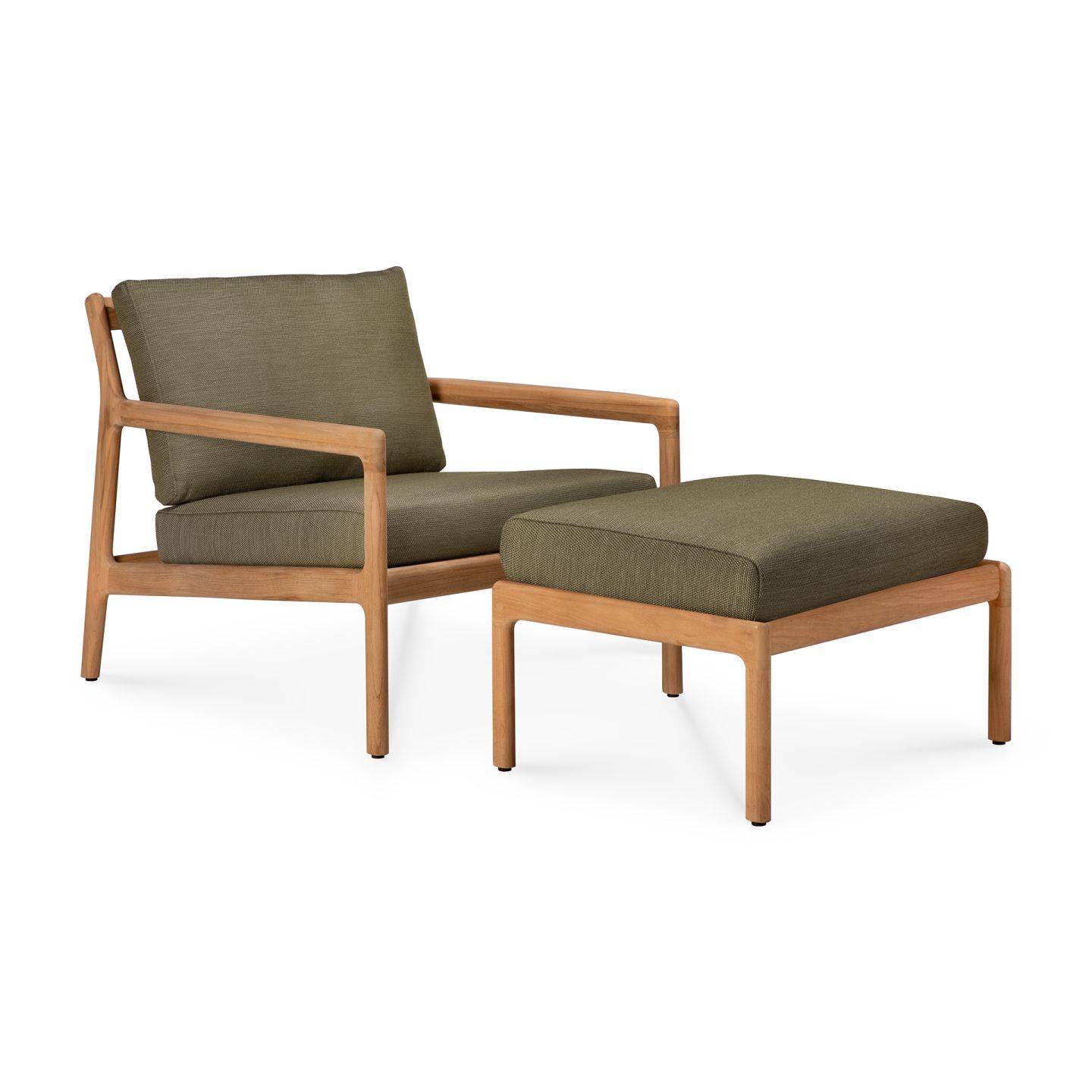 Jack Outdoor Polsterhocker Teak grüner Stoff Ethnicraft