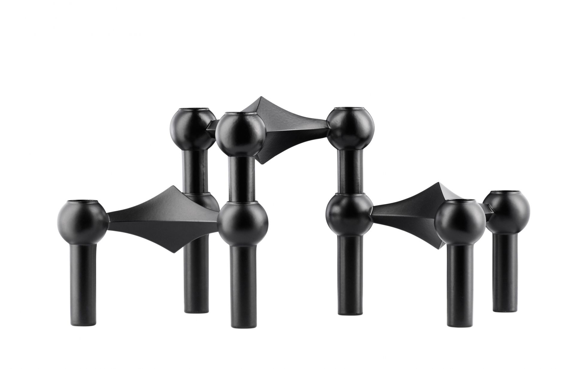 Kerzenständer 3er Set schwarz Stoff Nagel