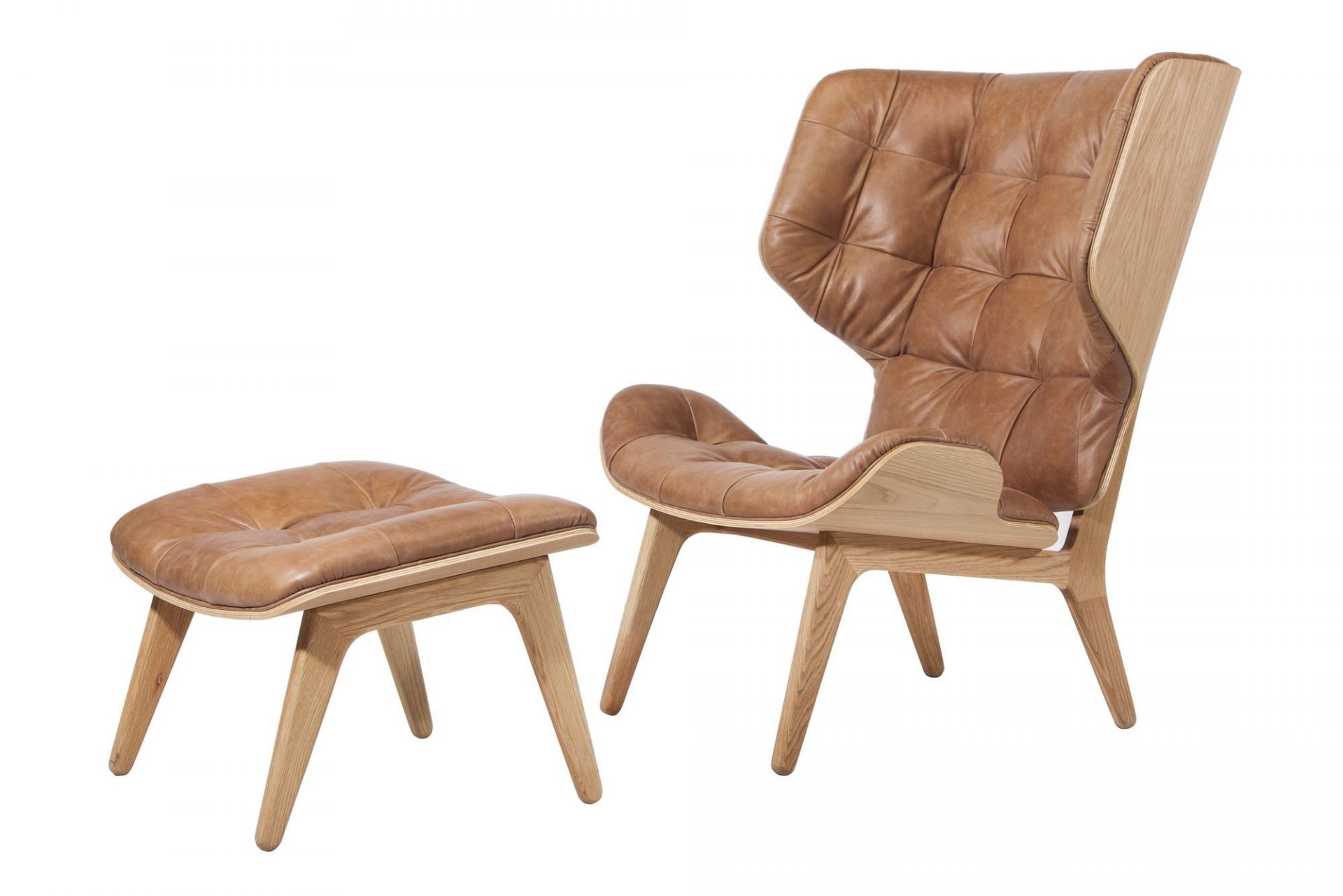 Mammoth Ottoman Lederbezug Norr11-Eiche dunkel gebeizt Dunes Leder Anthracite