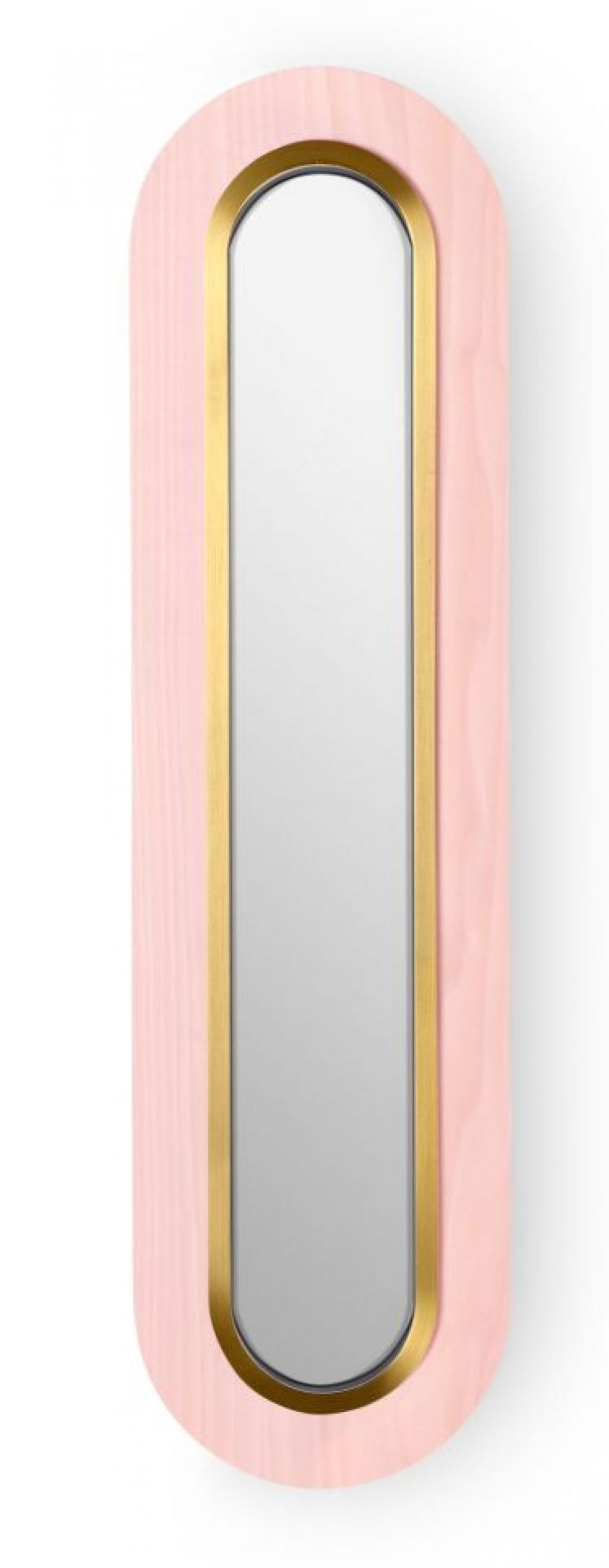 Lens LED Wandleuchte oval gestreckt Metallring in Gold Hellrosa LZF Lamps