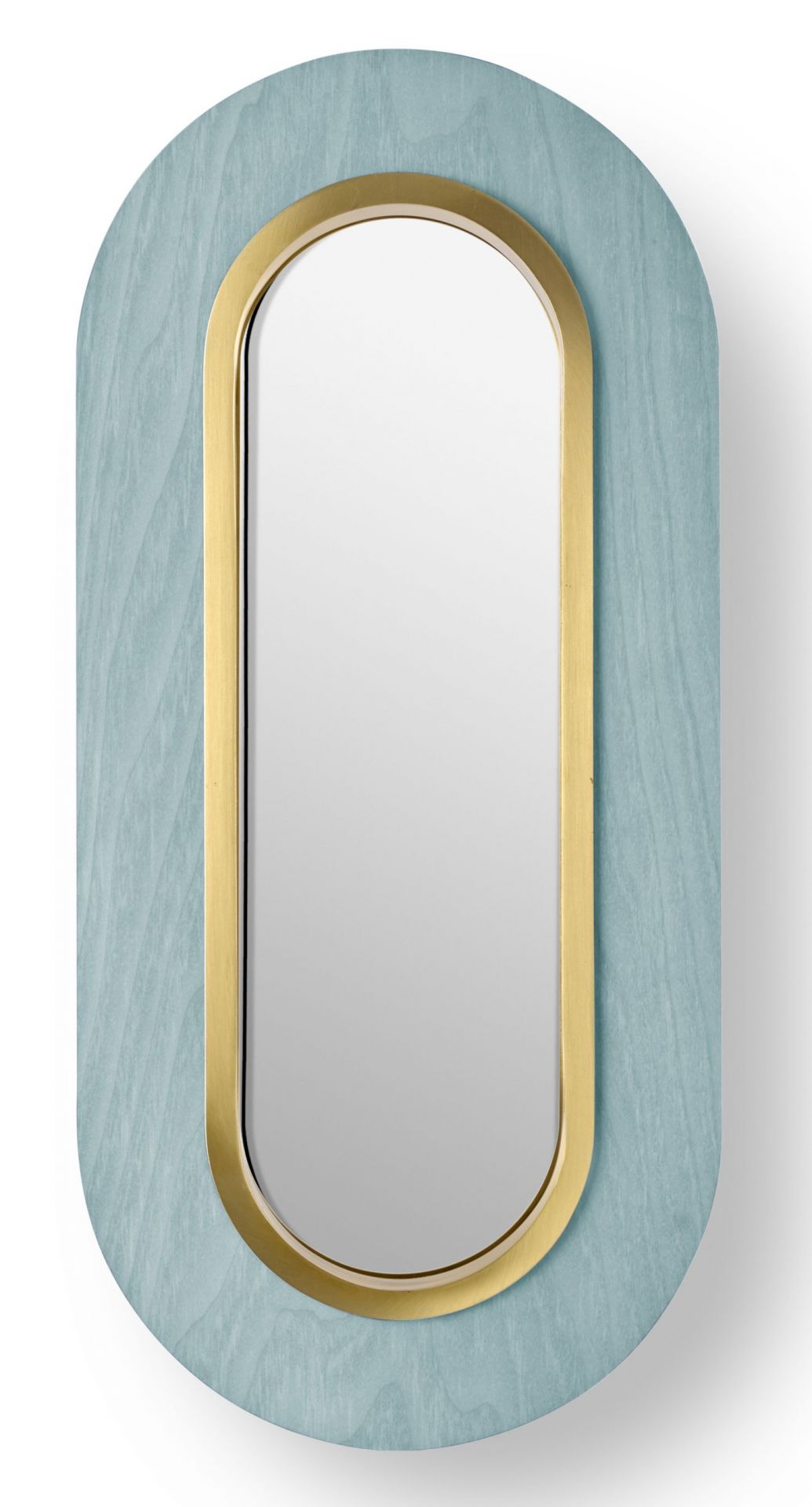 Lens LED Wandleuchte oval Metallring in Gold Meeresblau LZF Lamps