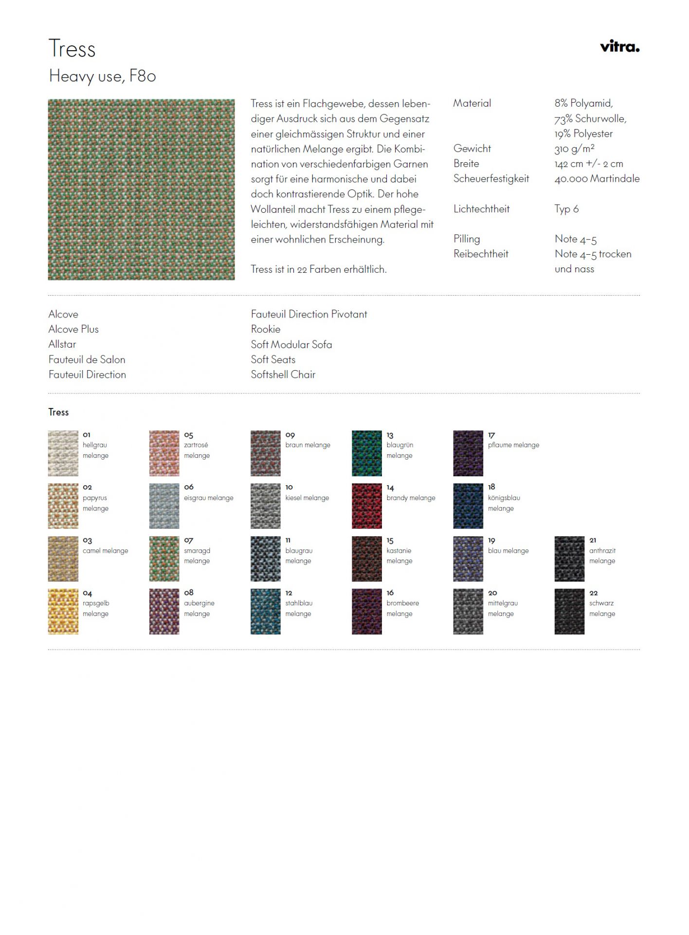 Stoffmusterkarte Tress Vitra  