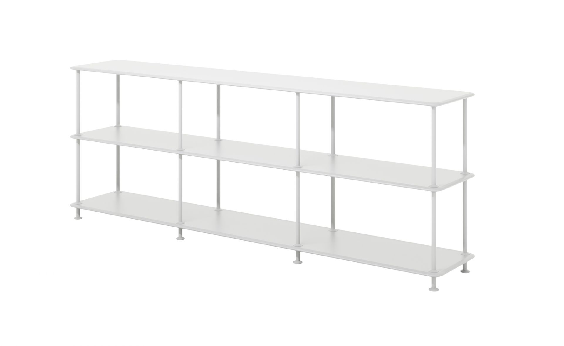 Montana Free Regal B 203,4 x H 75,8 cm New White QUICK SHIP Weißes Montana Free Regal mit drei Ebenen für Wohnzimmer oder Büro.