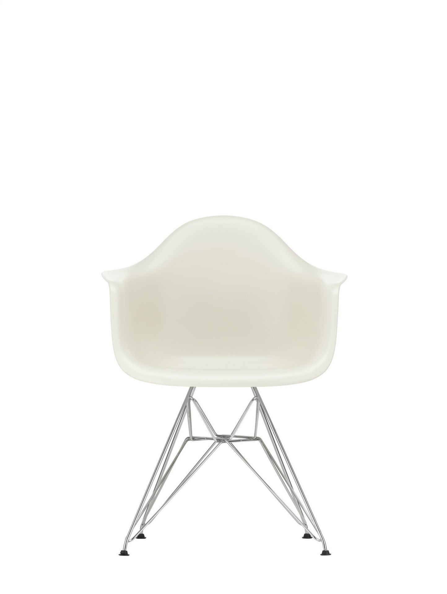 Eames Plastic Arm Chair in Granitgrau mit verchromtem Gestell, moderner Designklassiker von Vitra.