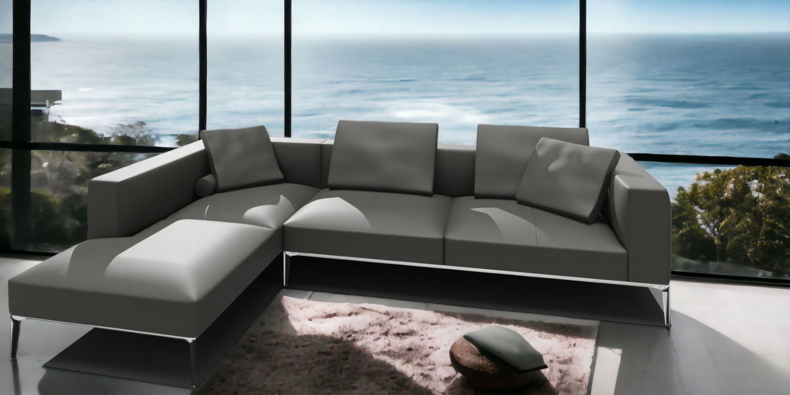 Jaan Living 3 Sitzer Sofa mit 2 Rückenkissen, 2 Komfortkissen & 2 Komfortrollen Kombi Q21 Walter Knoll Stoff Garbo Moonlight