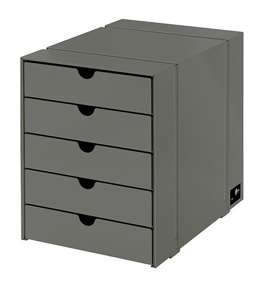 USM Haller Inos Kastenset C4 mit 5 Schalen geschlossen Home Office Mittelgrau