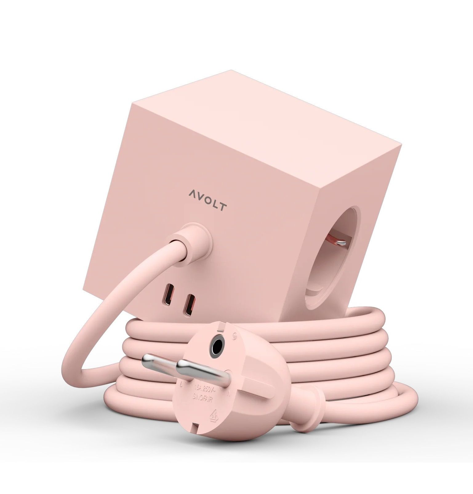 Avolt Steckdosenwürfel mit USB C dfp Design Pink Avolt Steckdosenwürfel mit USB C dfp Design Pink
