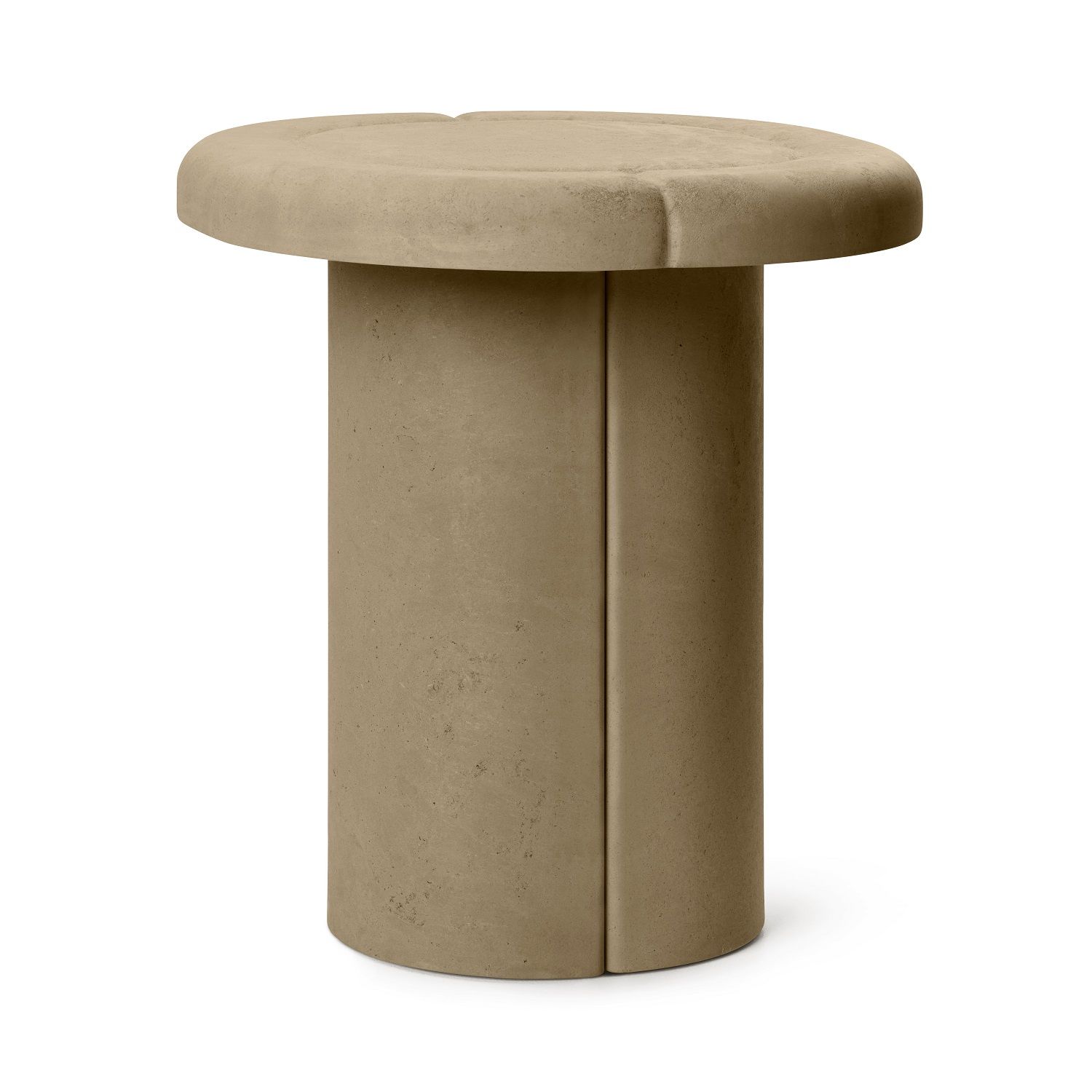 Alder Side Table: Beiger Beistelltisch für Innen und Außen, moderner runder Couchtisch.