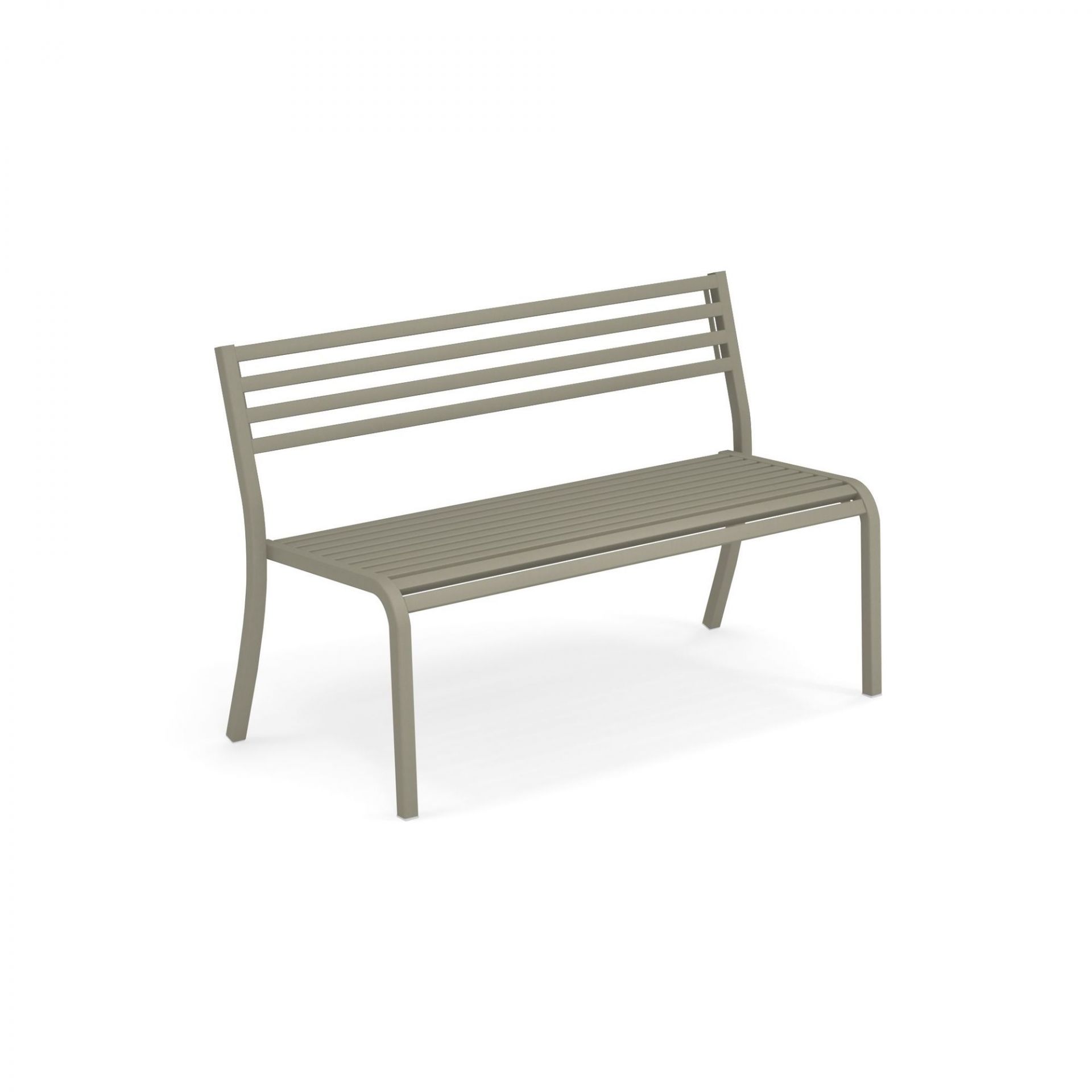 Graugrüne Emu Segno Bank, 128 cm, Gartenbank aus Metall für den Außenbereich.