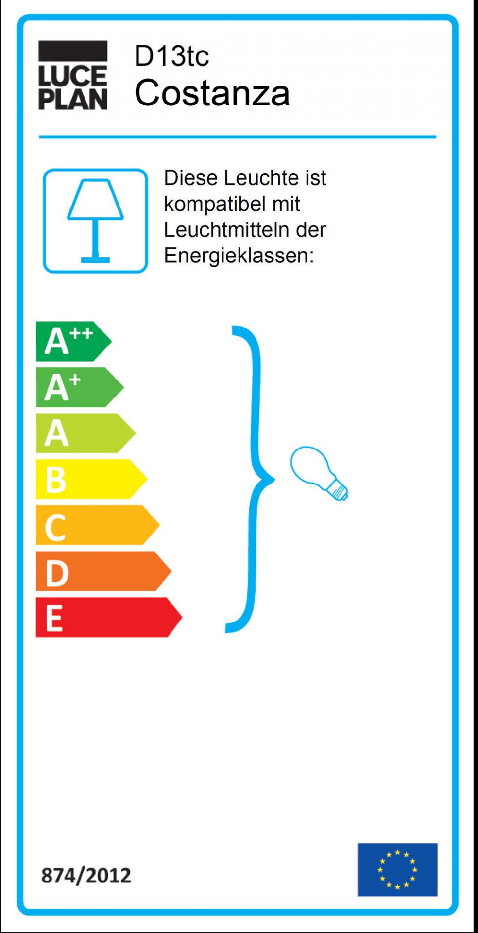 D13 tc Costanza höhenverstellbare Stehleuchte mit Sensordimmer Komplettversion Luceplan