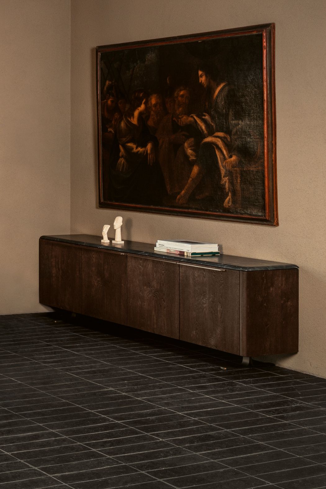 BC 11 Basket Sideboard 4-türig anthrazit - Infinity, Gestell Kupferlasur Janua