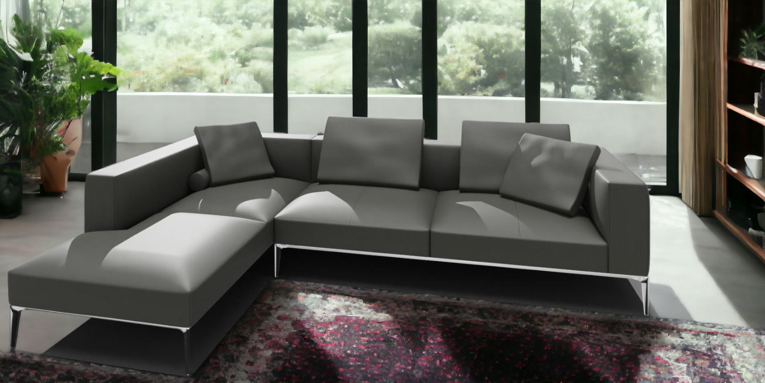 Jaan Living 3 Sitzer Sofa mit 2 Rückenkissen, 2 Komfortkissen & 2 Komfortrollen Kombi Q21 Walter Knoll Stoff Garbo Moonlight