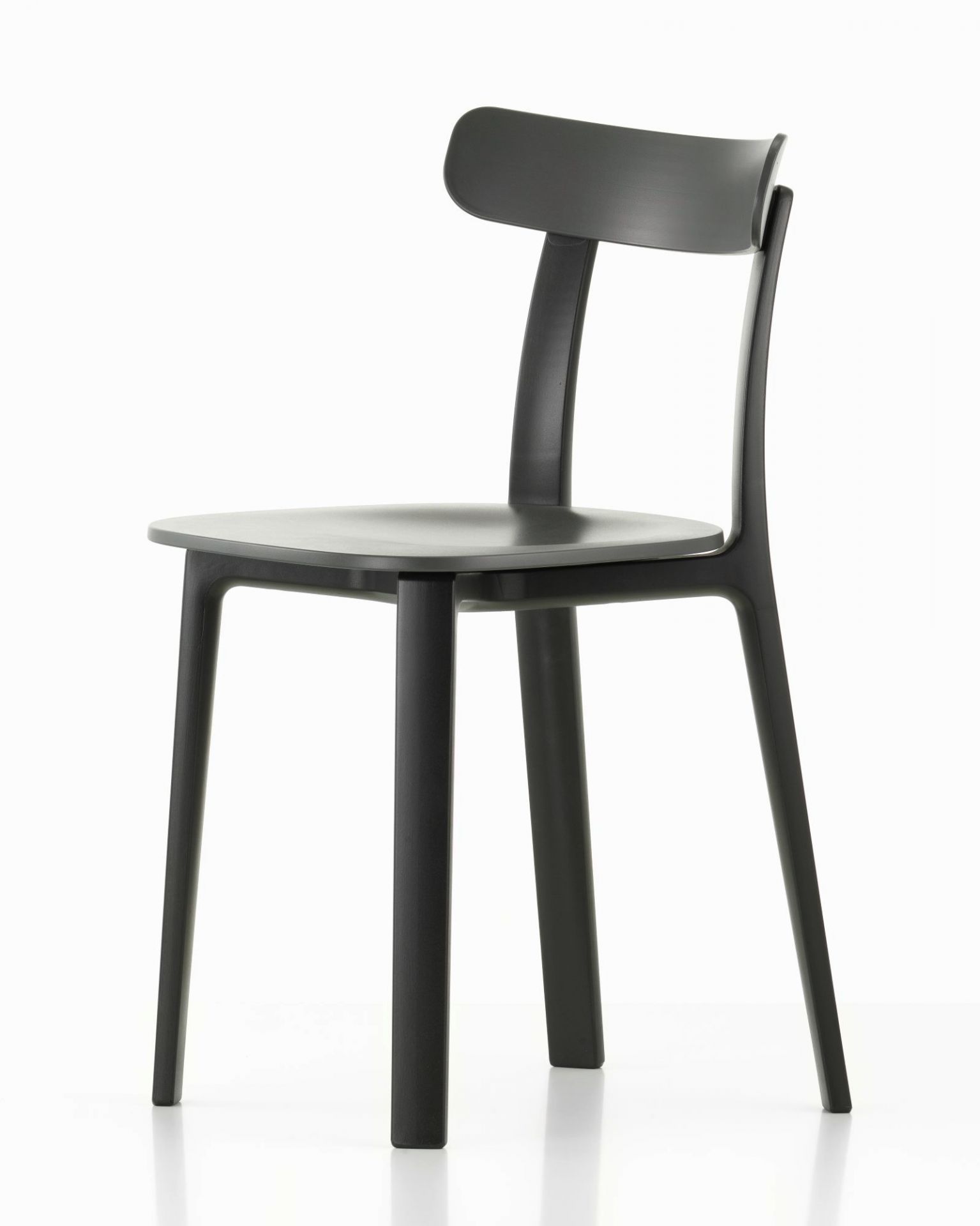 Dunkelgrauer Vitra All Plastic Chair Outdoor Stuhl, moderner Gartenstuhl aus Kunststoff für den Außenbereich.