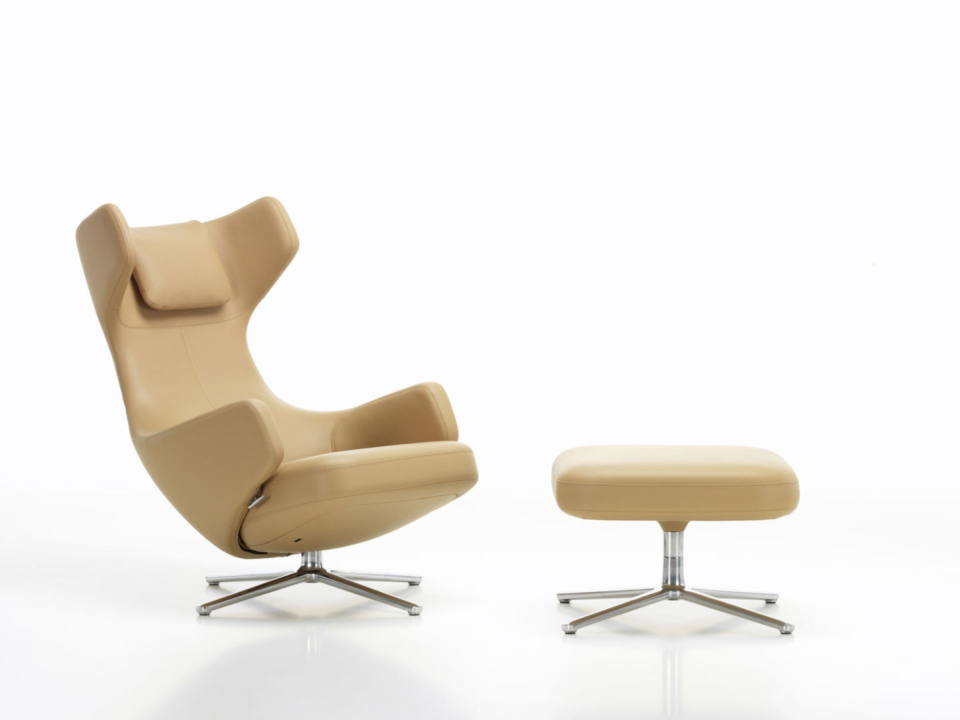 Grand Repos Sessel  + Ottoman Vitra Poliert  Cosy Classic grey
