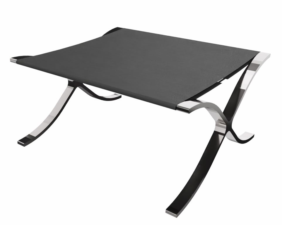 Barcelona Hocker / Hocker Relax mit schwarzem Rindsleder Knoll International 