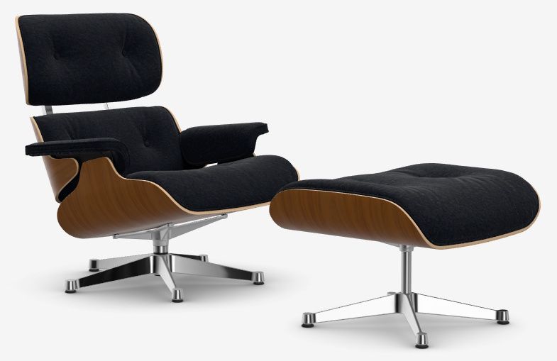Eames Lounge Chair & Ottoman Sessel NUSSBAUM / NUBIA ANTHRAZIT/SCHWARZ Vitra EINZELSTÜCK