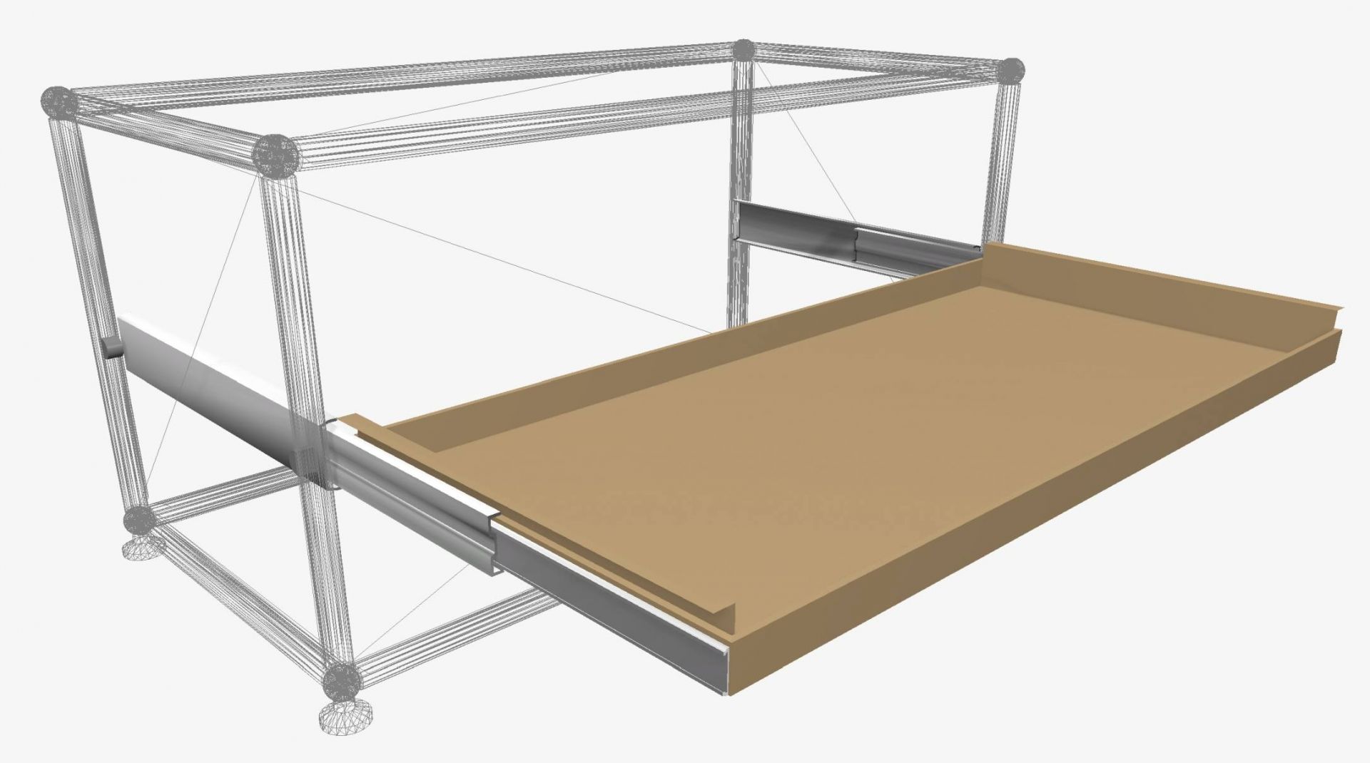 USM Haller Ausziehtablar Ersatzteil in Beige (75x35 cm) für modulare Möbel, Detailansicht des Auszugs.