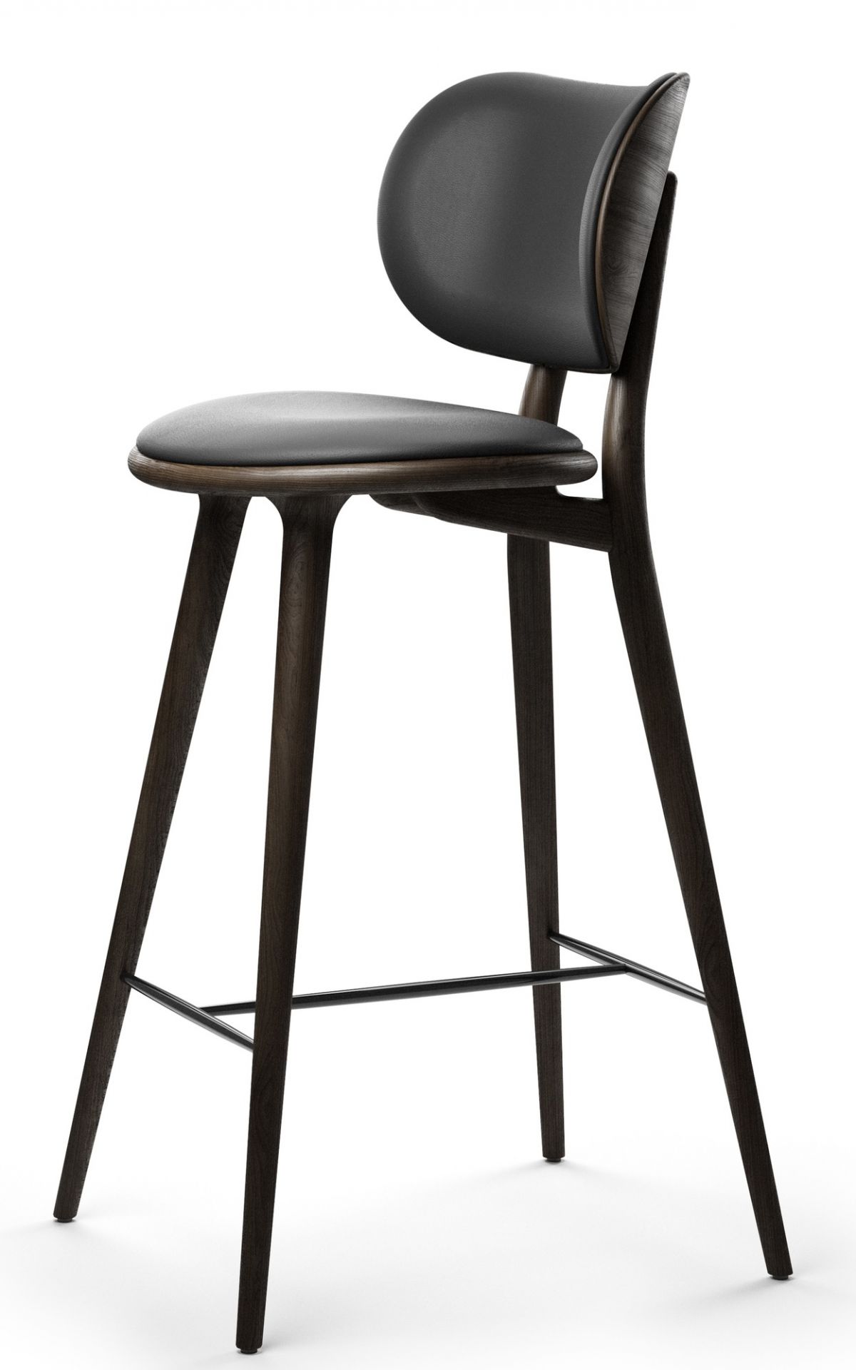 High Stool Backrest Barhocker Mater Buche schwarz - Schwarz H 74