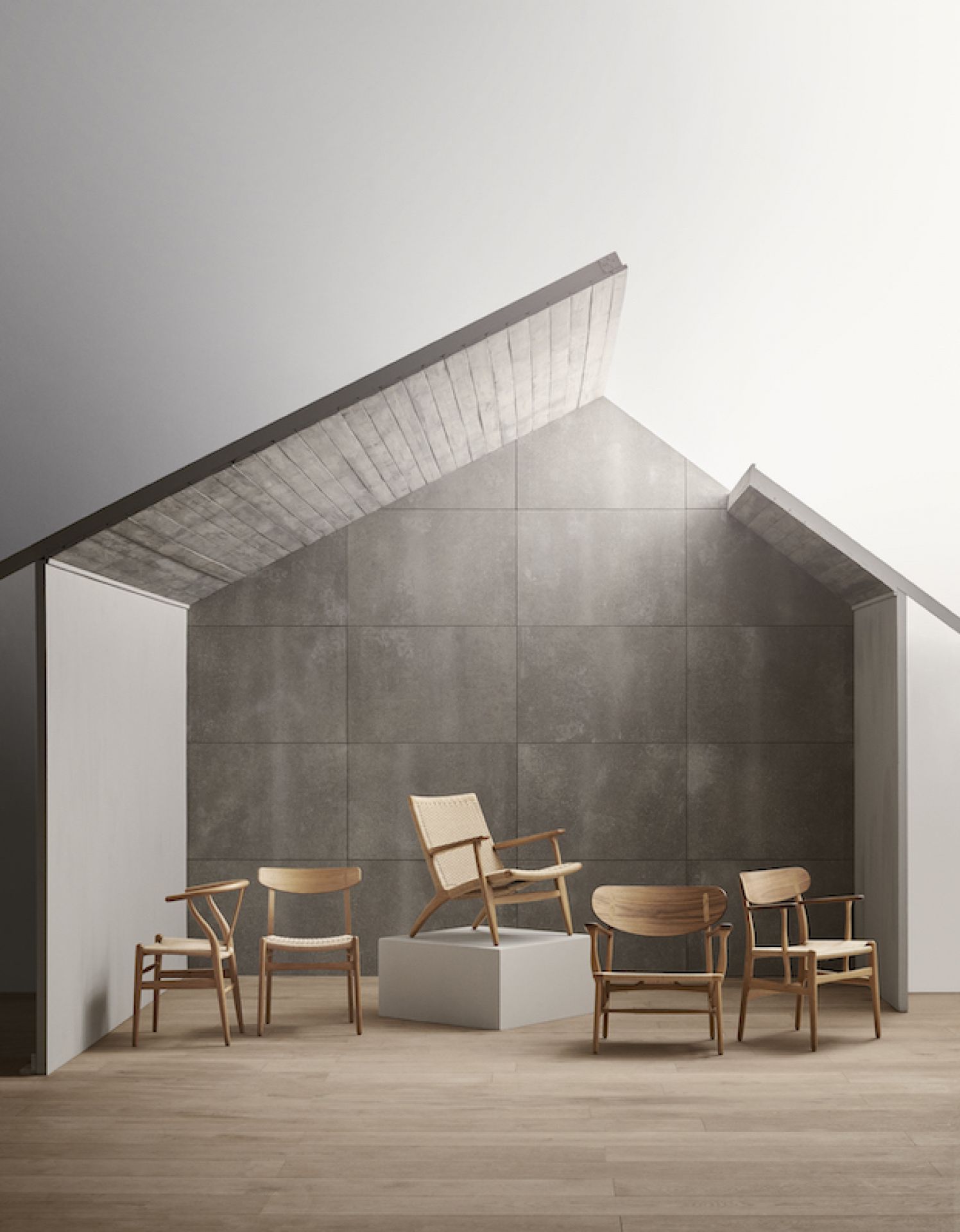 CH25 Lounge Sessel Eiche Schwarz Natur Geflecht Carl Hansen & Søn