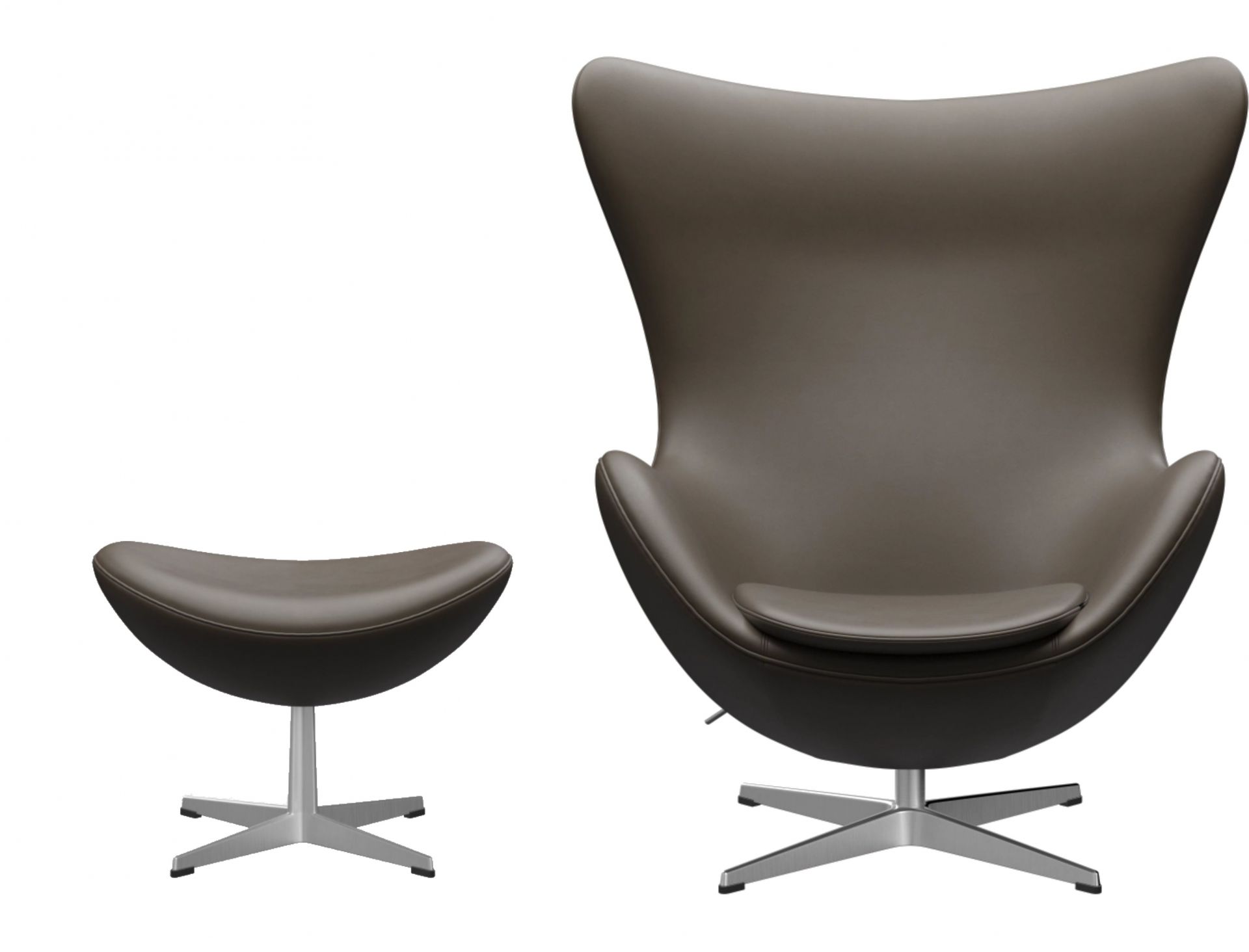 Egg Chair mit Hocker Aktionsmodell Essential Leder Stein Fritz Hansen